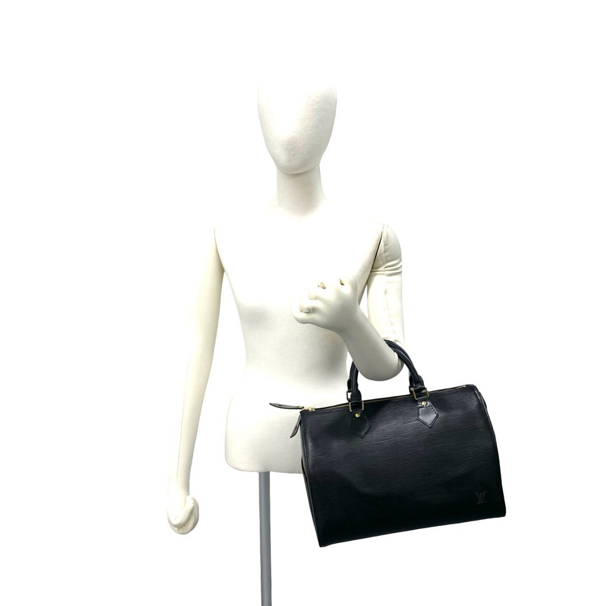 Louis Vuitton Black Leather Boston Bag Handbag (Pre-Owned)