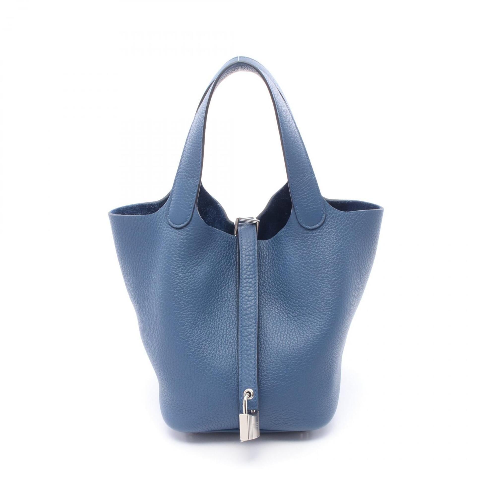 Hermes Blue Taurillon Clemence Leather Leather Handbag (Pre-Owned)