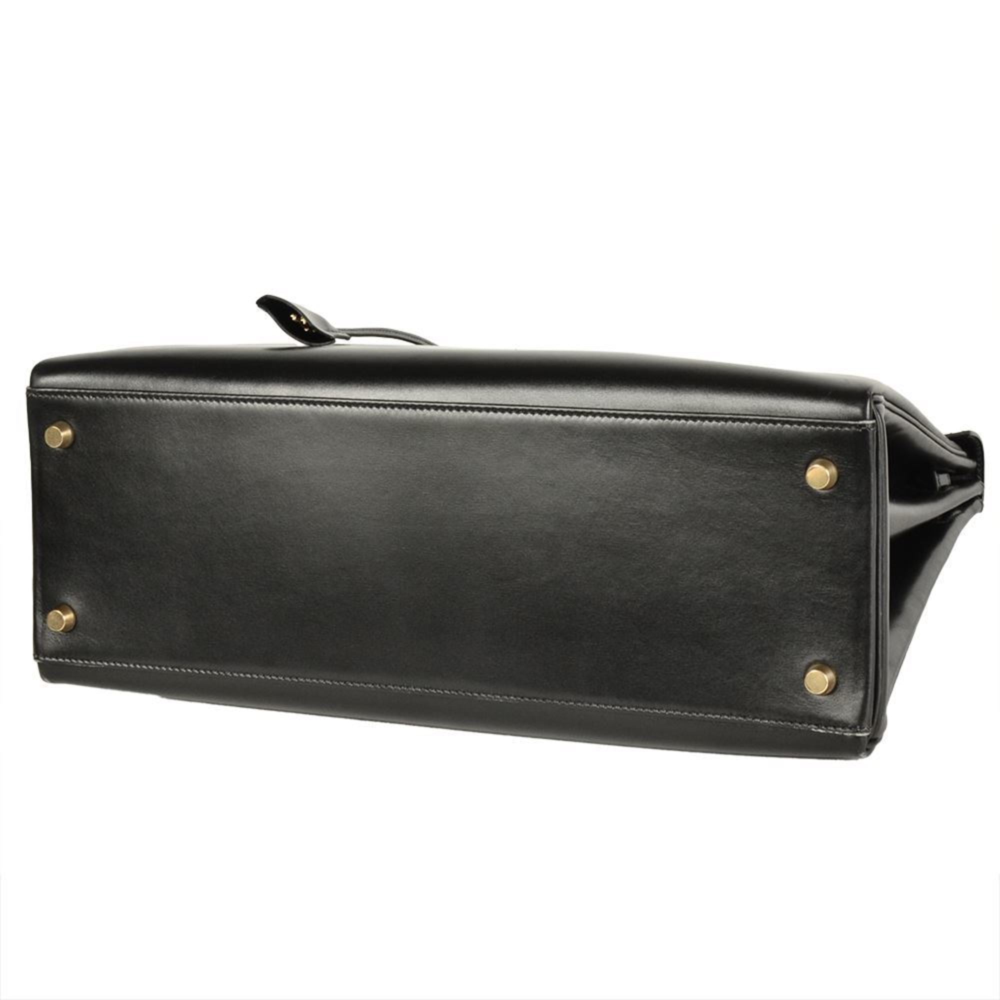 Hermes Black Box Calf Leather Handbag (Pre-Owned)