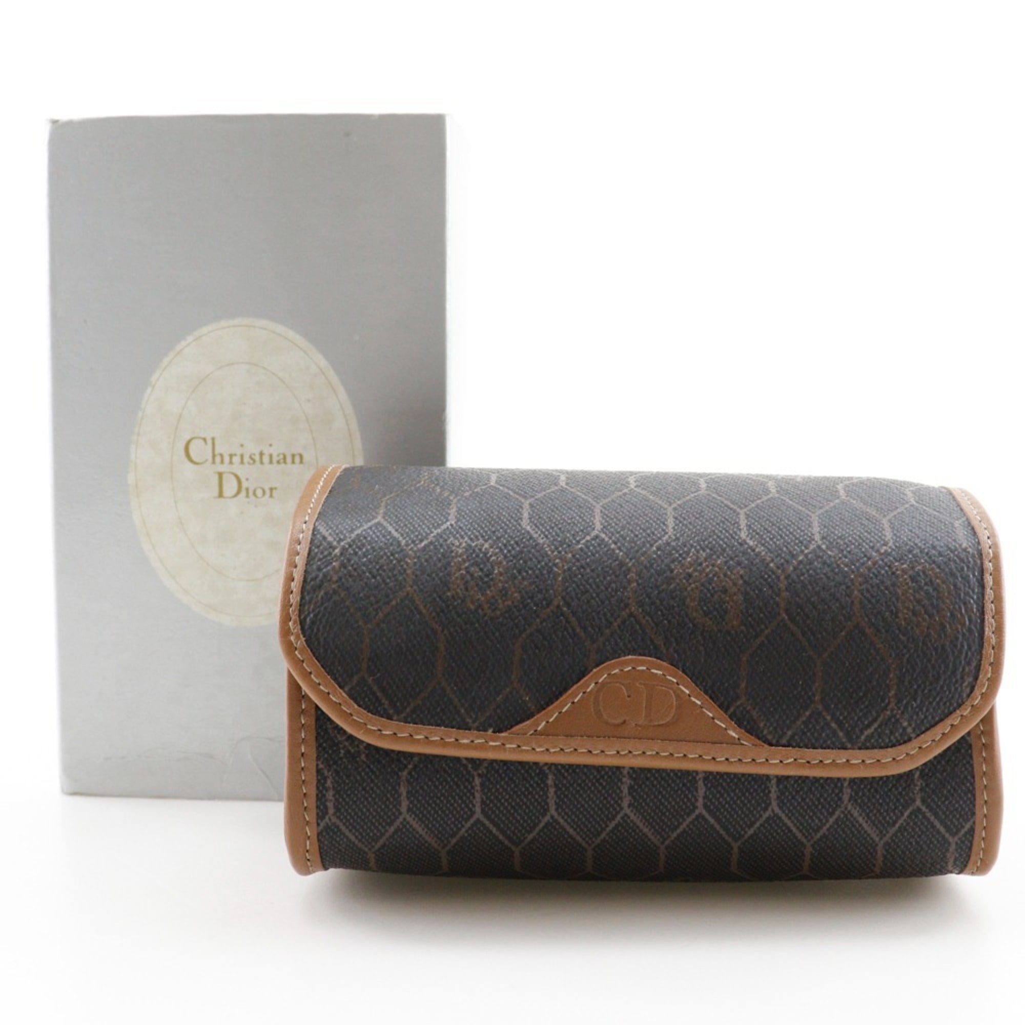 Christian Dior Brown Dark Brown Pvc Pouch (Pre-Owned)