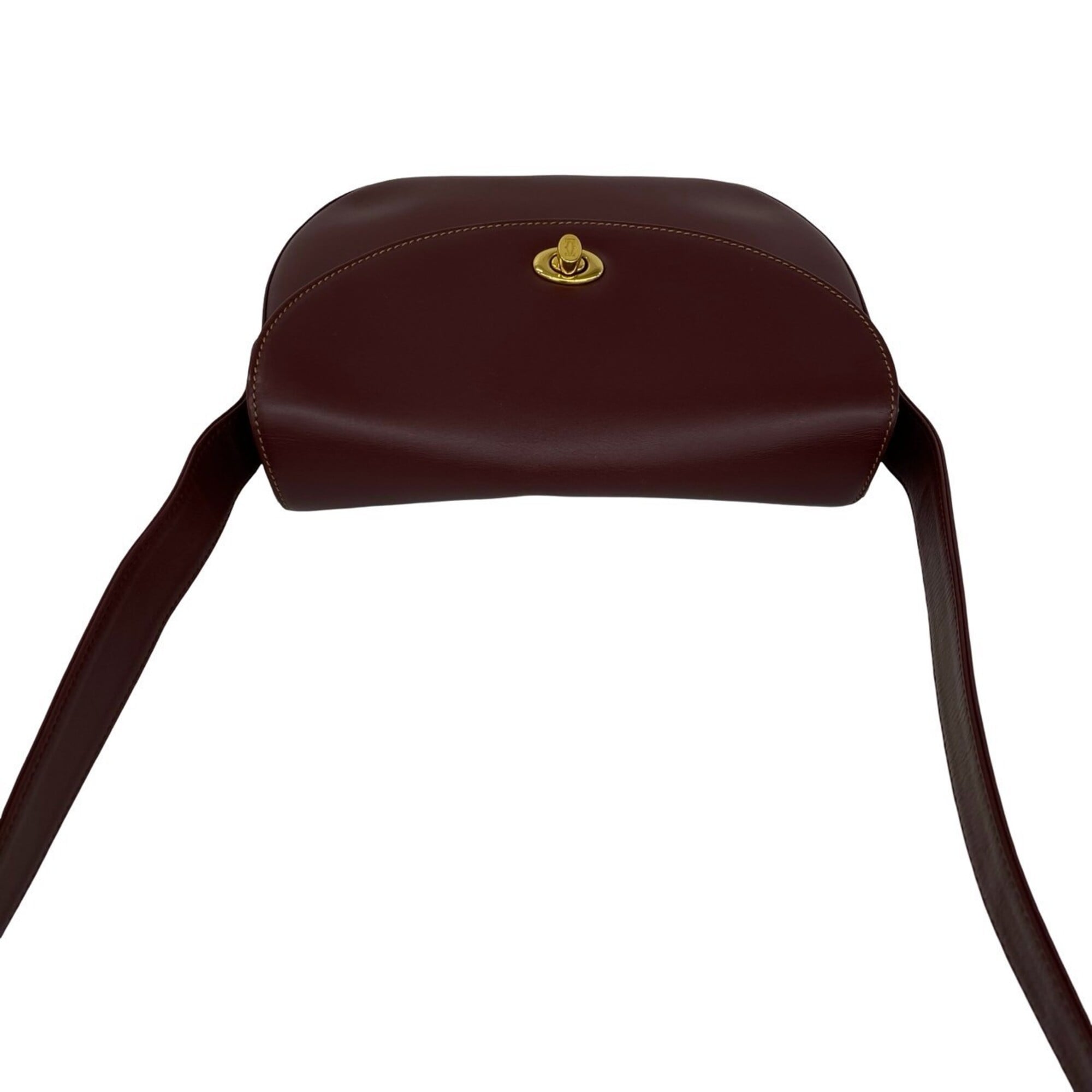 Cartier Wine Red Leather Pochette Shoulder Bag (Pre-Owned)