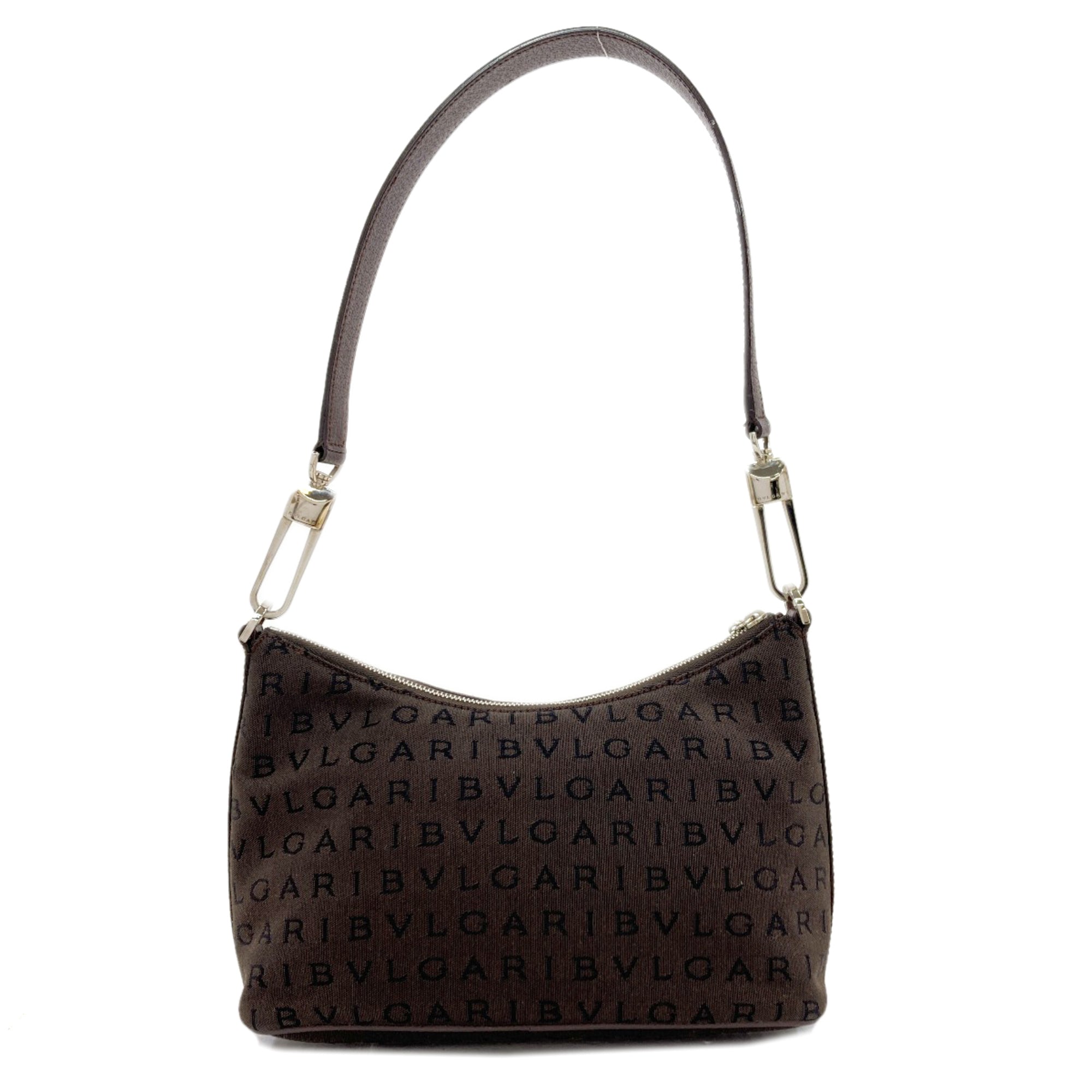 Bvlgari Logomania Brown Canvas Shoulder Bag (Pre-Owned)