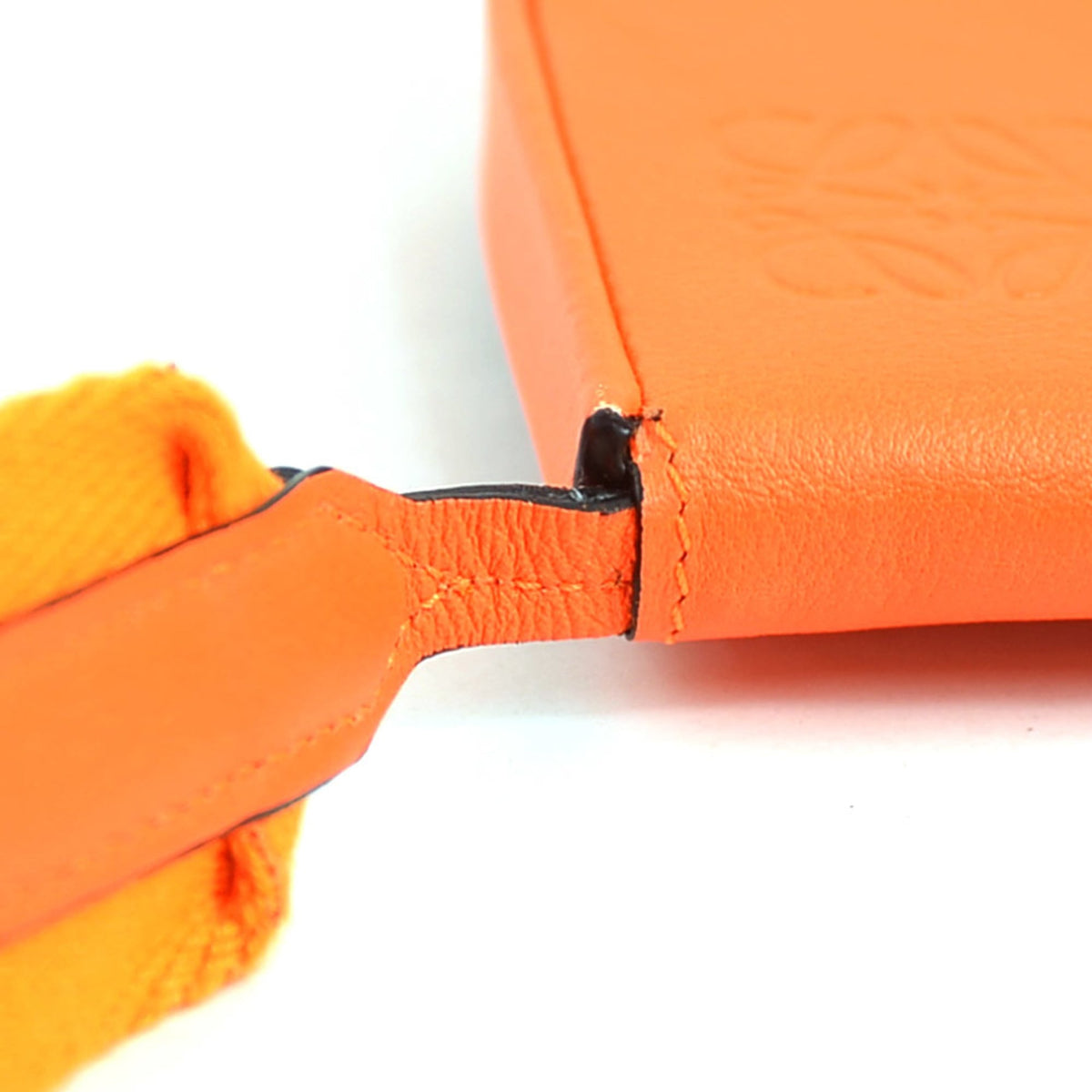 Loewe Neon Orange Leather Canvas Pouch Shoulder Bag (Pre-Owned)