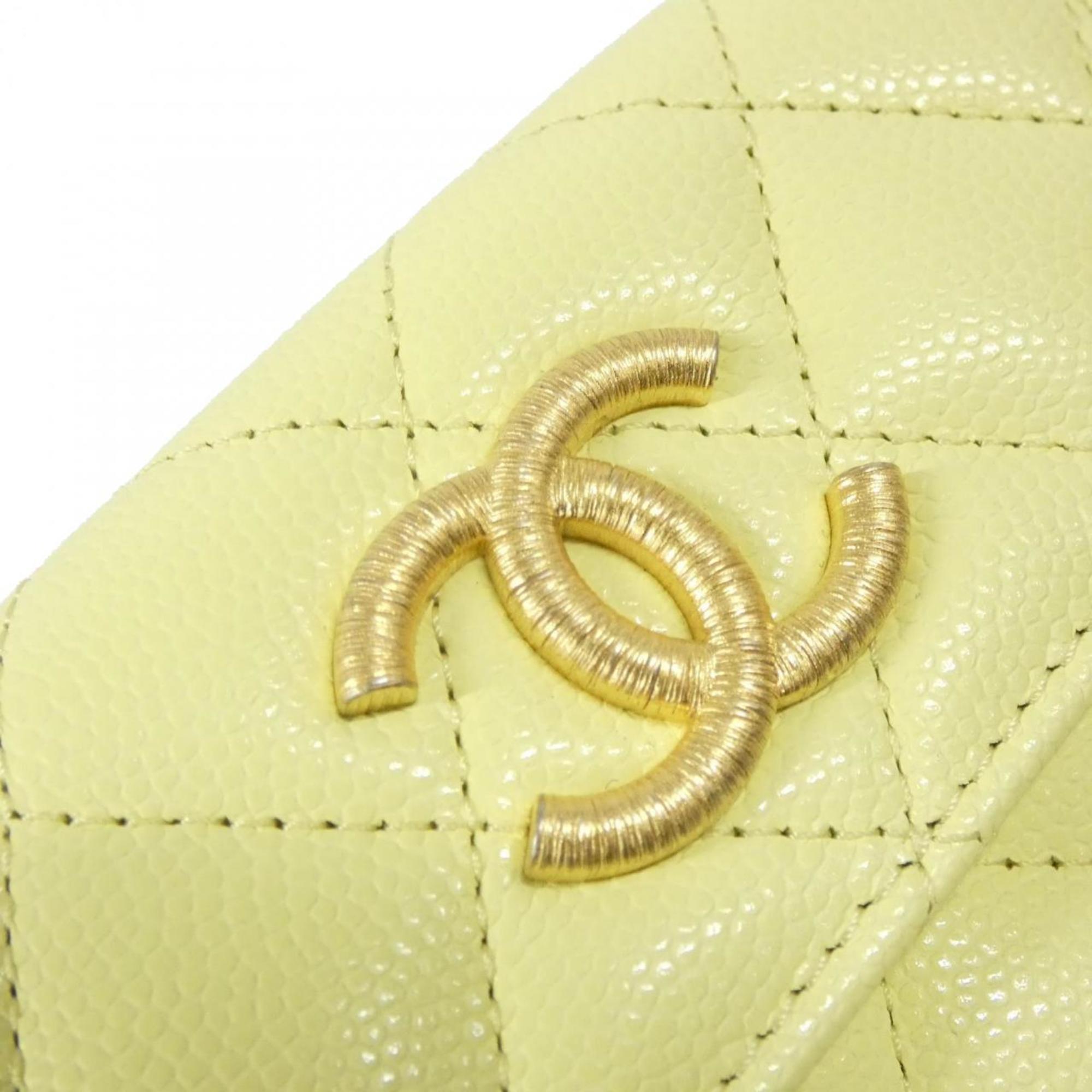 Chanel Yellow Grained Calfskin Wallet (Bi-Fold) (Pre-Owned)