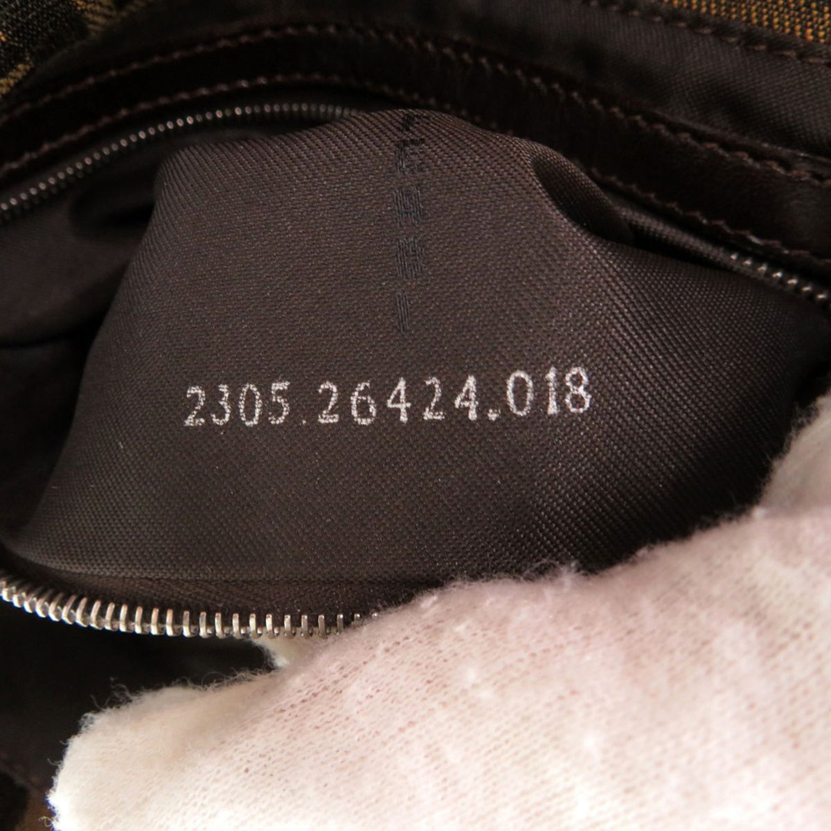 Fendi Brown Leather Nylon Handbag (Pre-Owned)