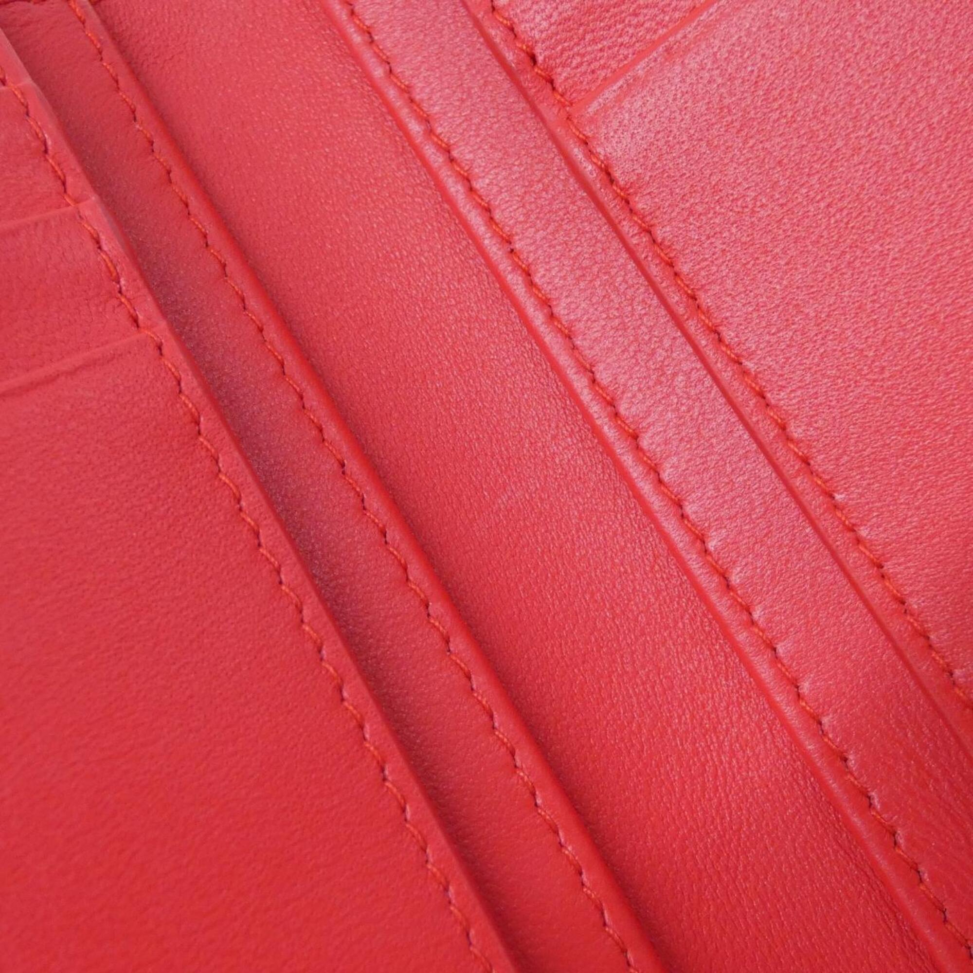 Christian Dior Red Color Leather Wallet (Bi-Fold) (Pre-Owned)