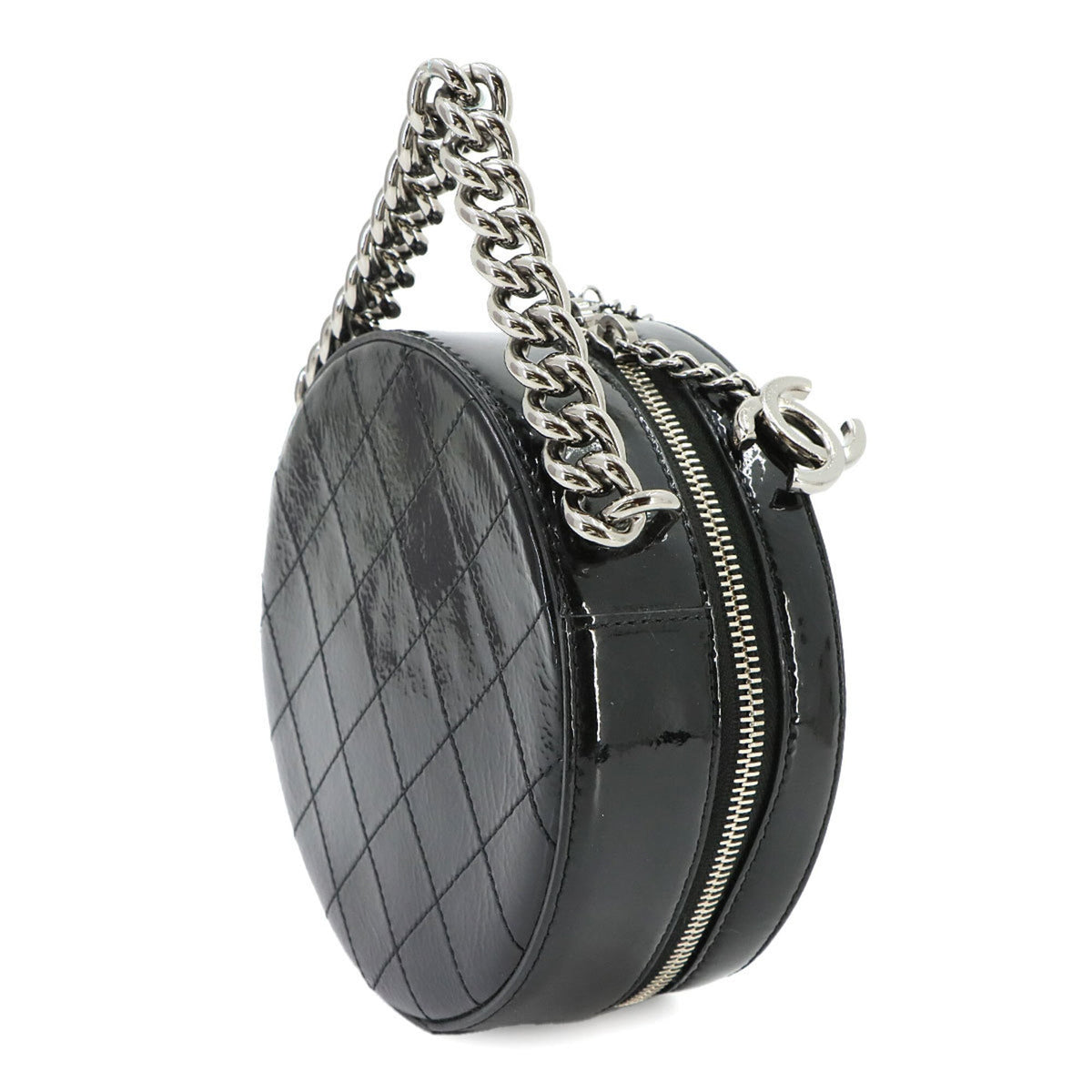 Chanel Black Patent Leather Handbag Shoulder Bag (Pre-Owned)