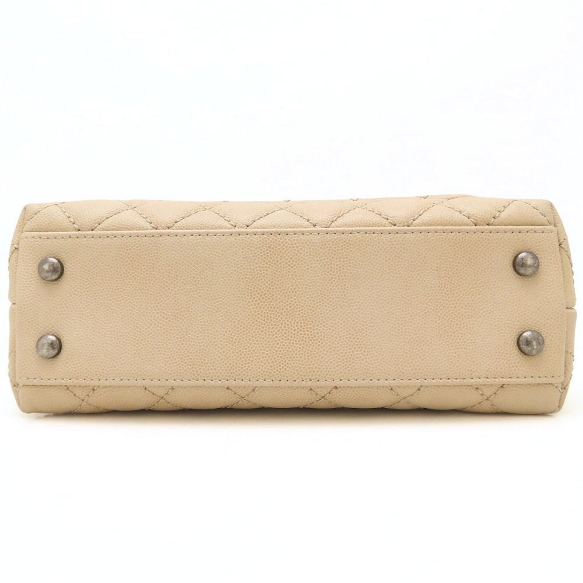 Chanel Matelasse Beige Grained Calfskin Handbag Shoulder Bag (Pre-Owned)