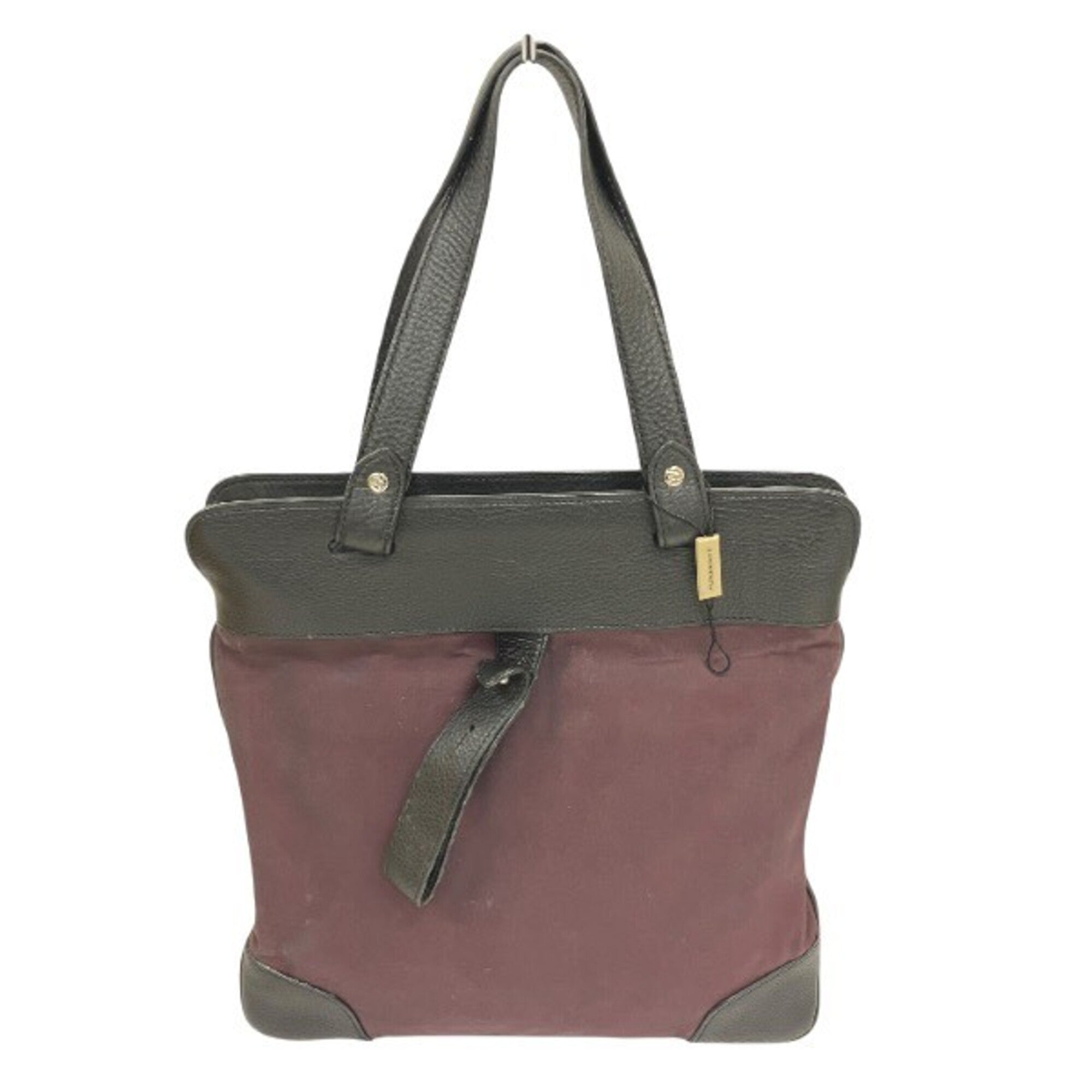 Burberry Black Bordeaux Canvas Leather Tote Bag (Pre-Owned)