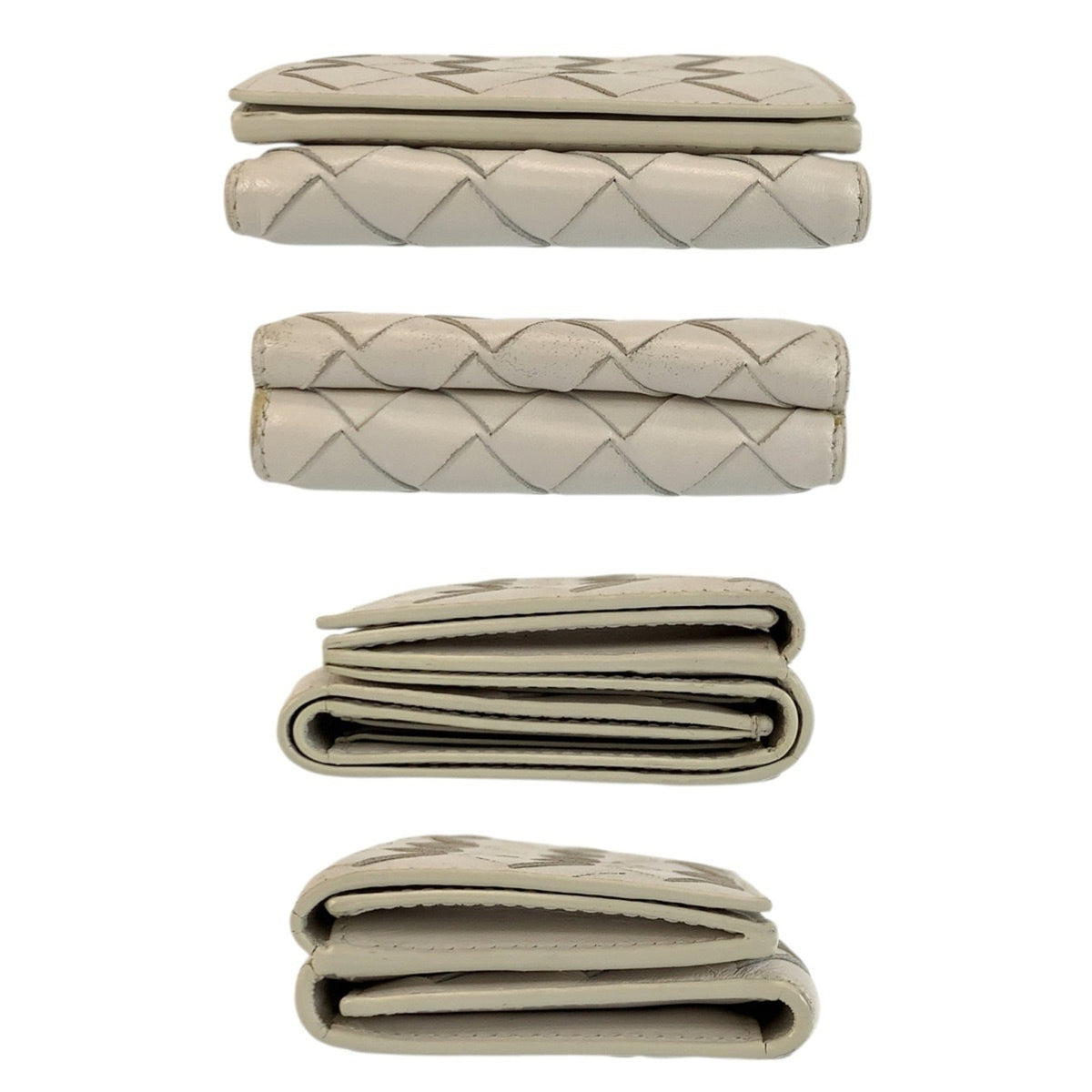 Bottega Veneta White Intrecciato Wallet (Tri-Fold) (Pre-Owned)
