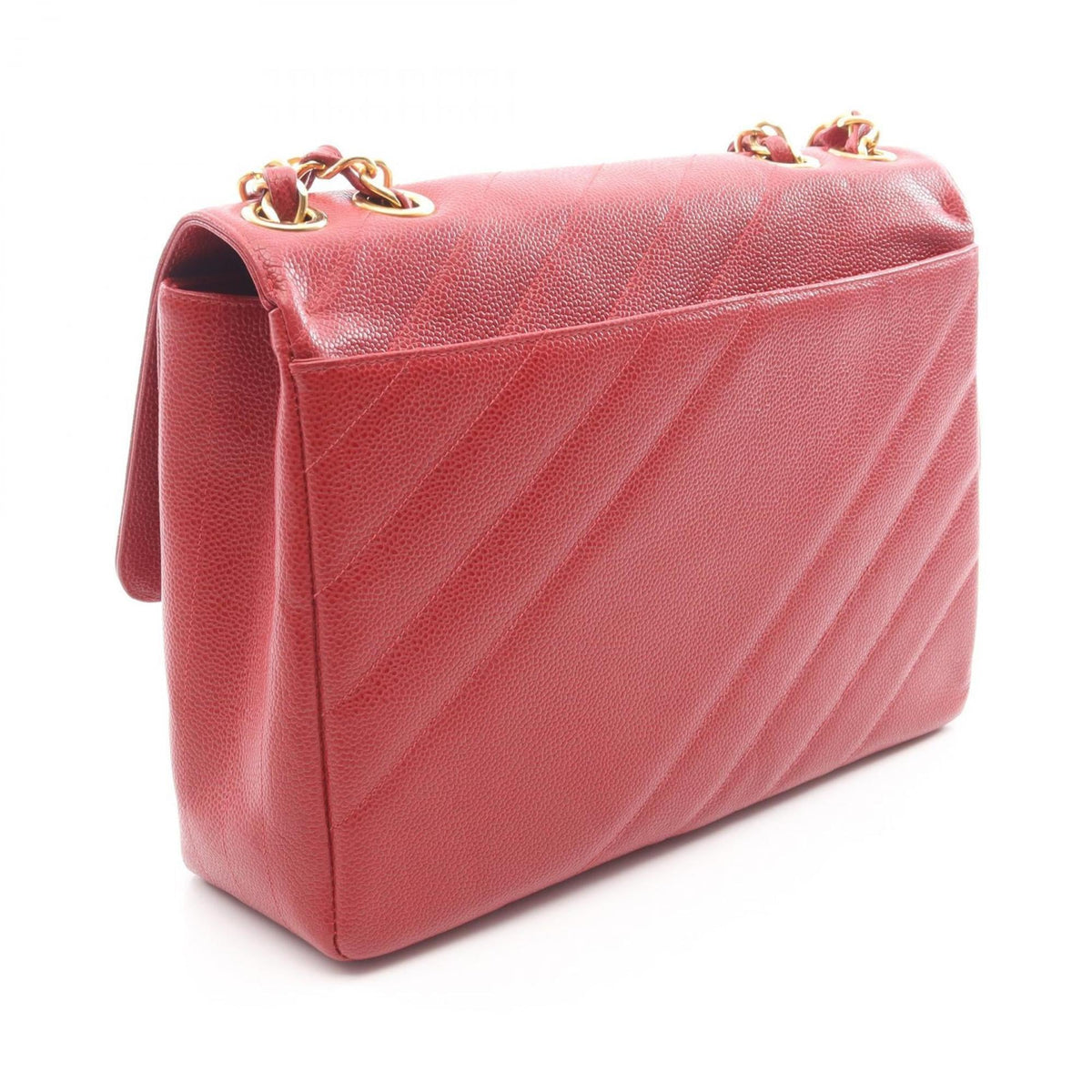 Chanel Red Color Leather Shoulder Bag (Pre-Owned)