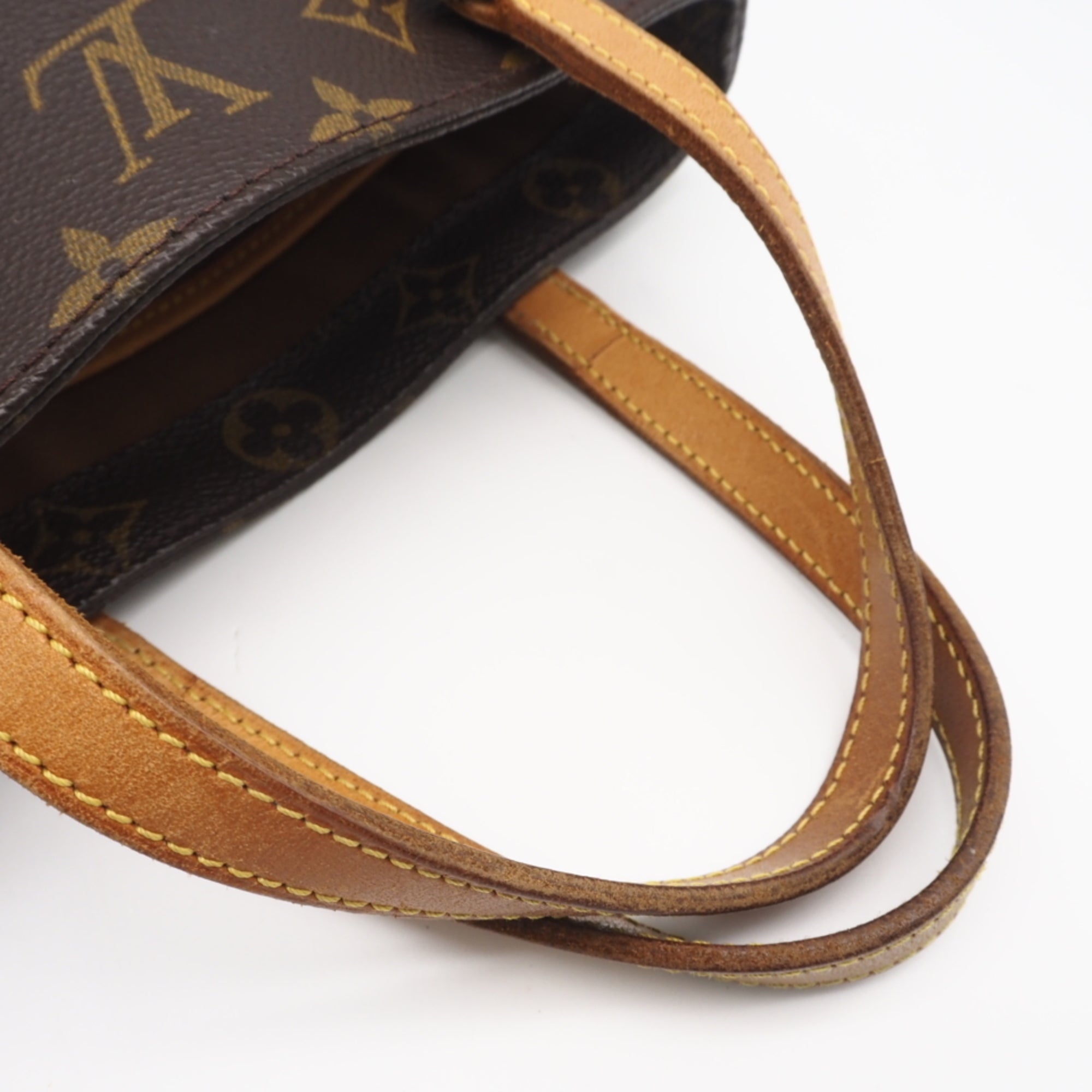 Louis Vuitton Monogram Beige Brown Coated Canvas Leather Handbag (Pre-Owned)