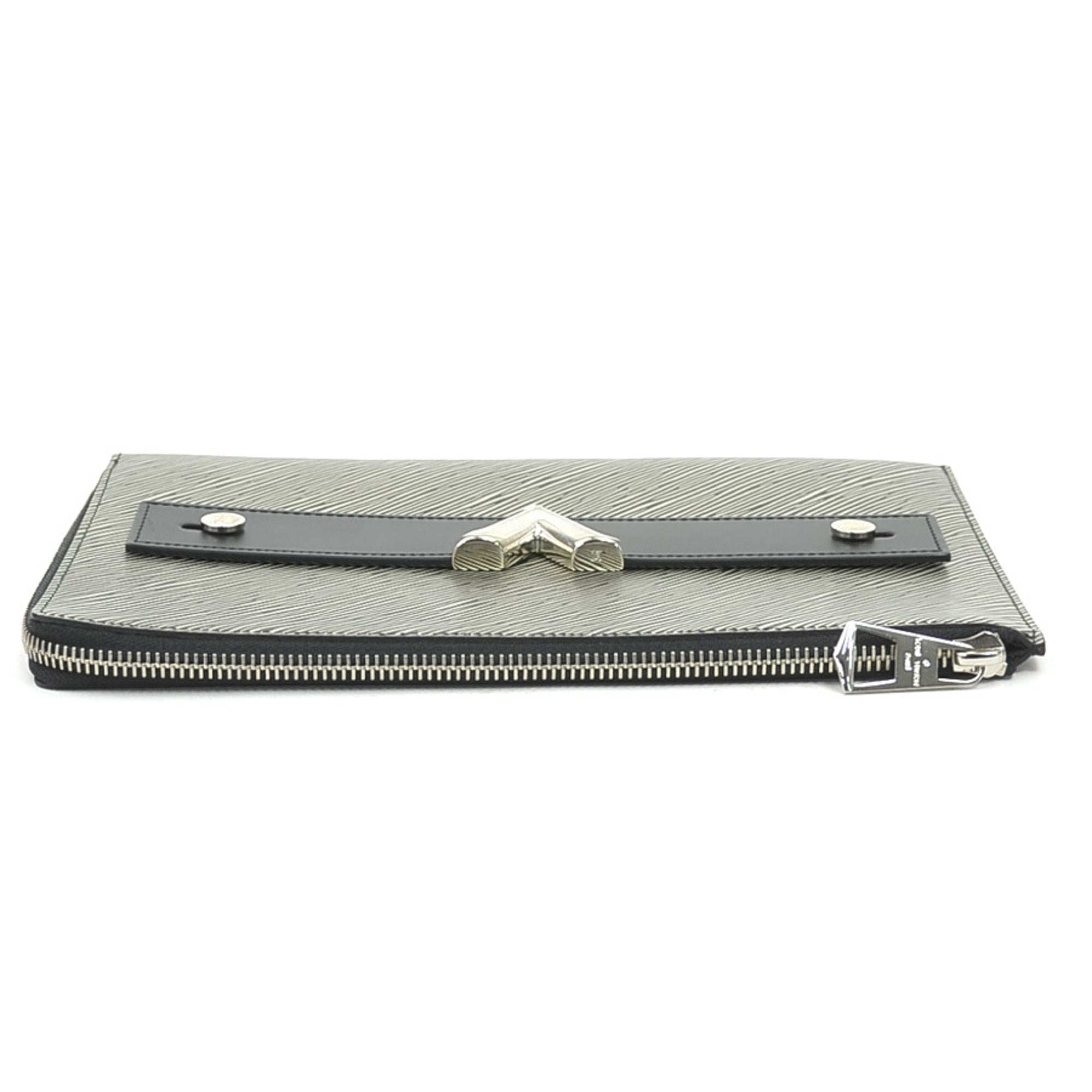 Louis Vuitton Black Silver Epi Leather Clutch Bag Pochette (Pre-Owned)