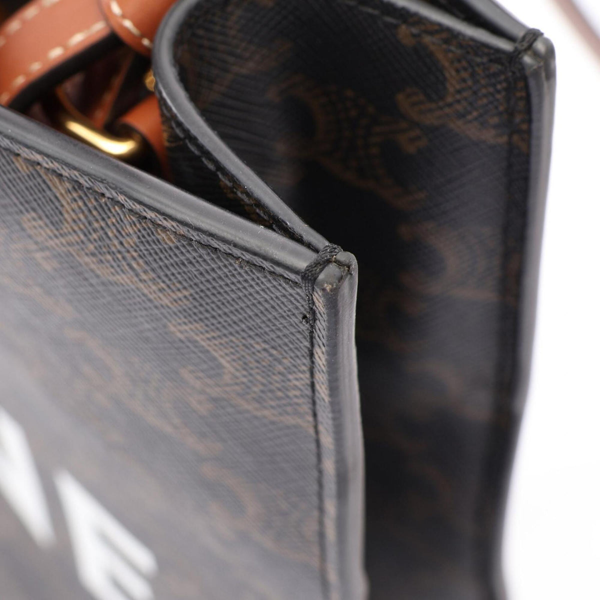 Celine Black Brown Coated Canvas Leather Handbag Tote Bag (Pre-Owned)