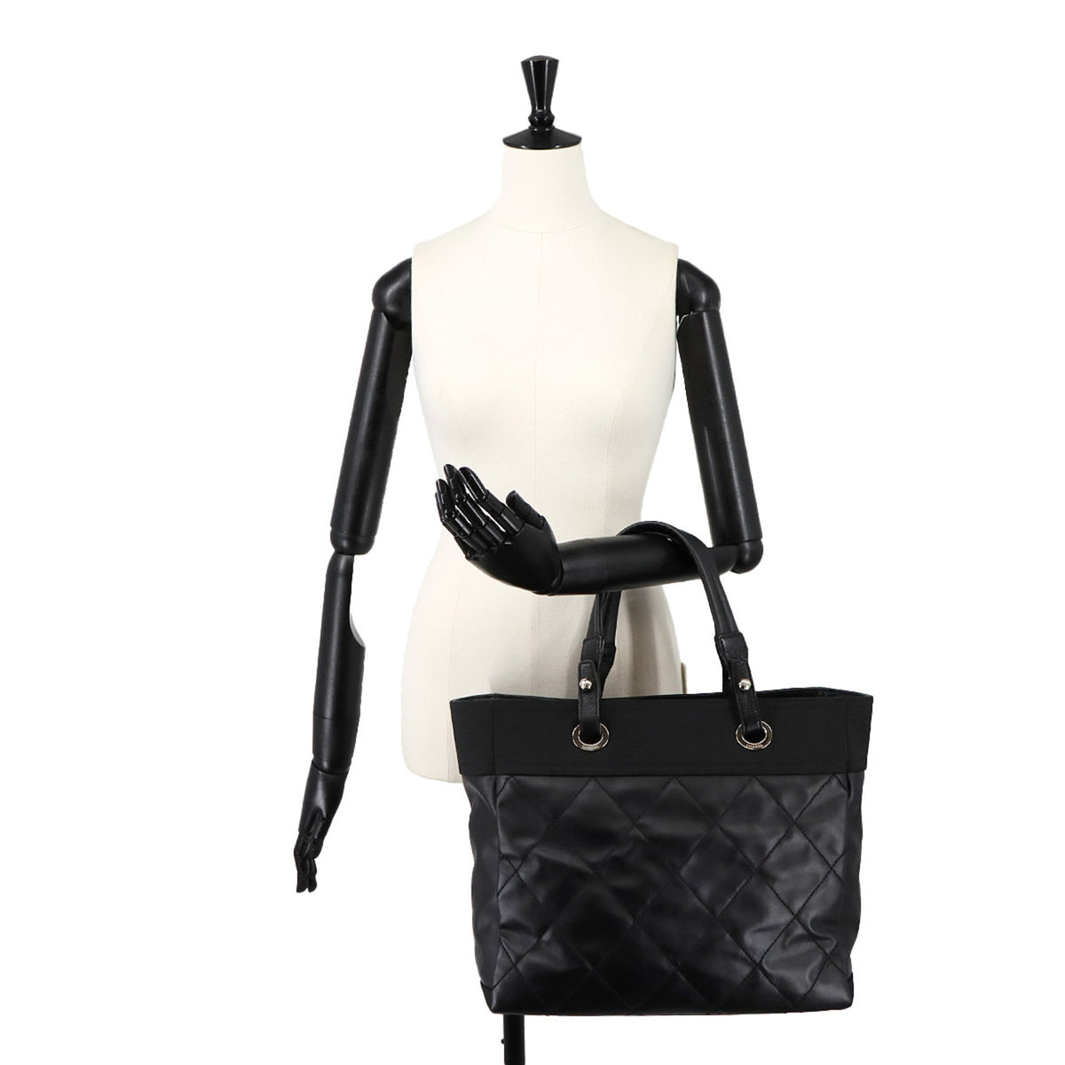 Chanel Black Nylon Pvc Leather Handbag Tote Bag (Pre-Owned)