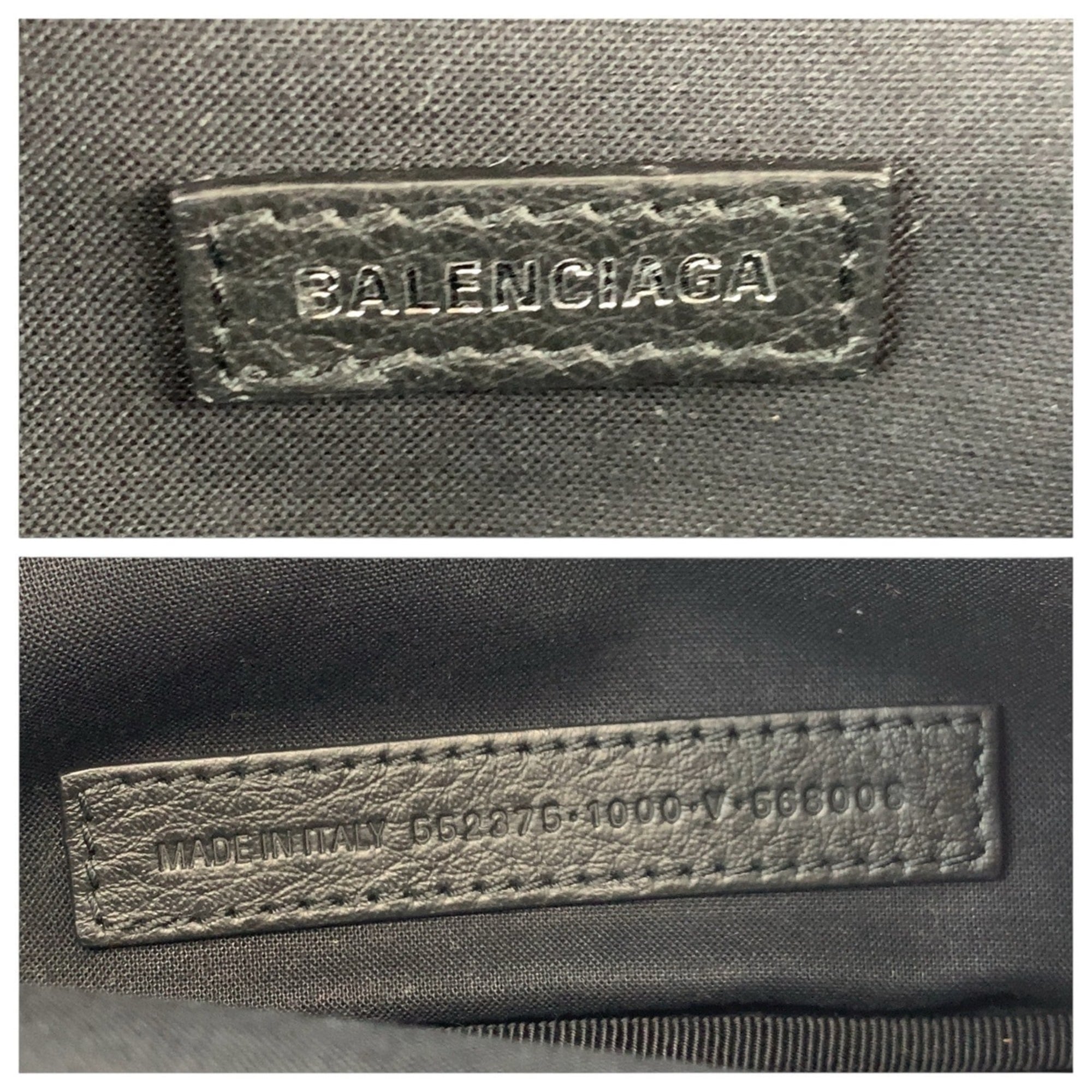 Balenciaga Black White Leather Fanny Pack Sling Bag (Pre-Owned)