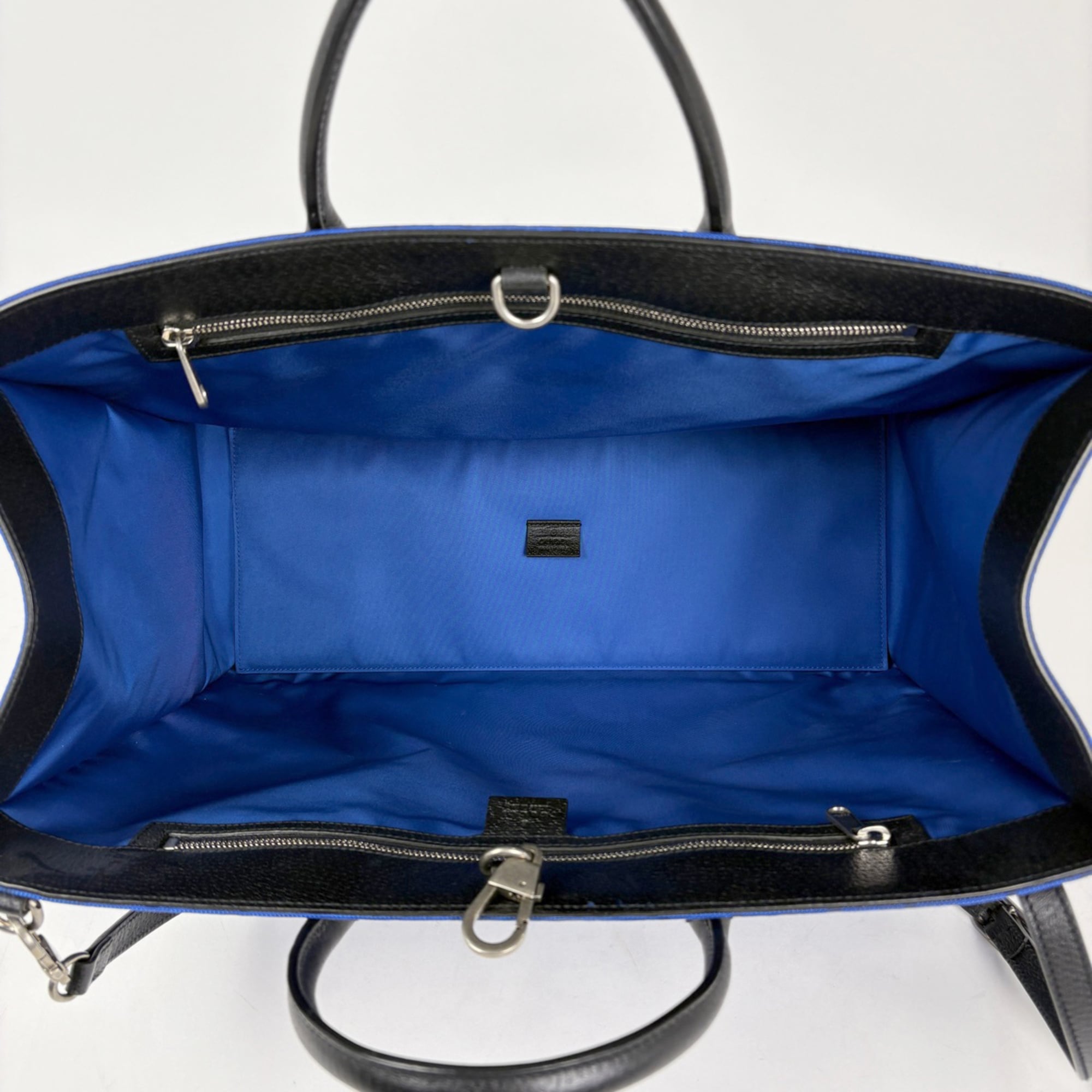 Gucci Black Blue Nylon Leather Tote Bag (Pre-Owned)