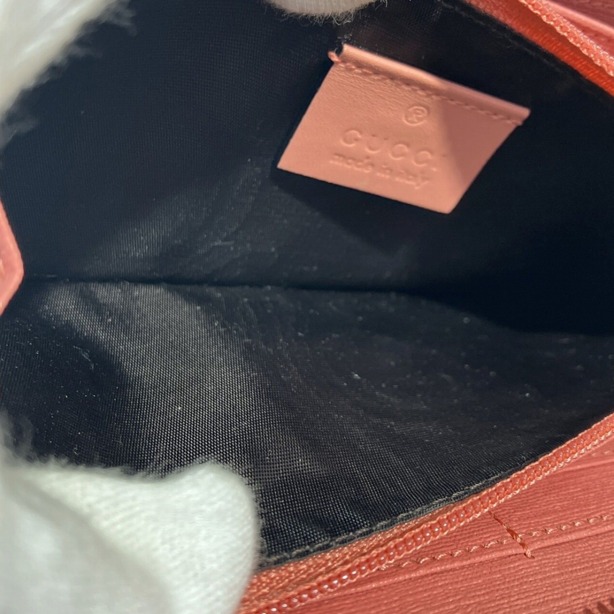 Gucci Brown Pink Leather Long Wallet (Bi-Fold) (Pre-Owned)