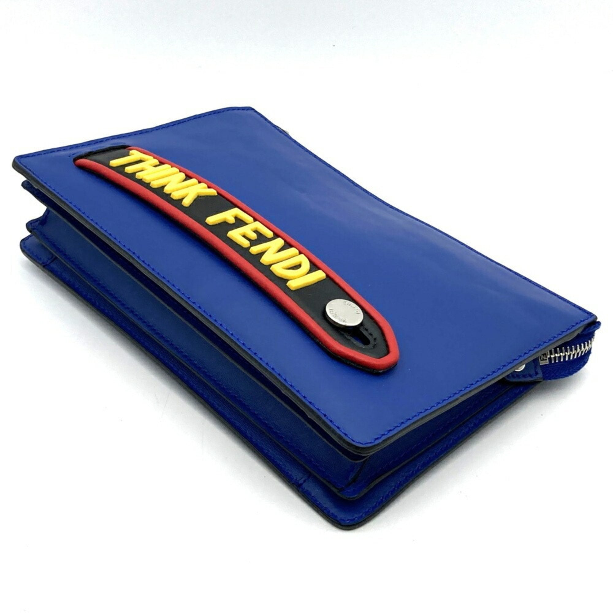 Fendi Blue Leather Clutch Bag Pouch (Pre-Owned)