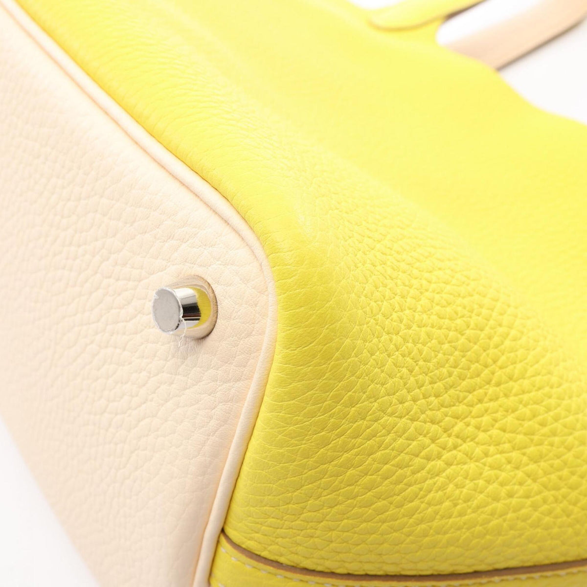 Hermes Ivory Lime Yellow Taurillon Clemence Leather Handbag (Pre-Owned)