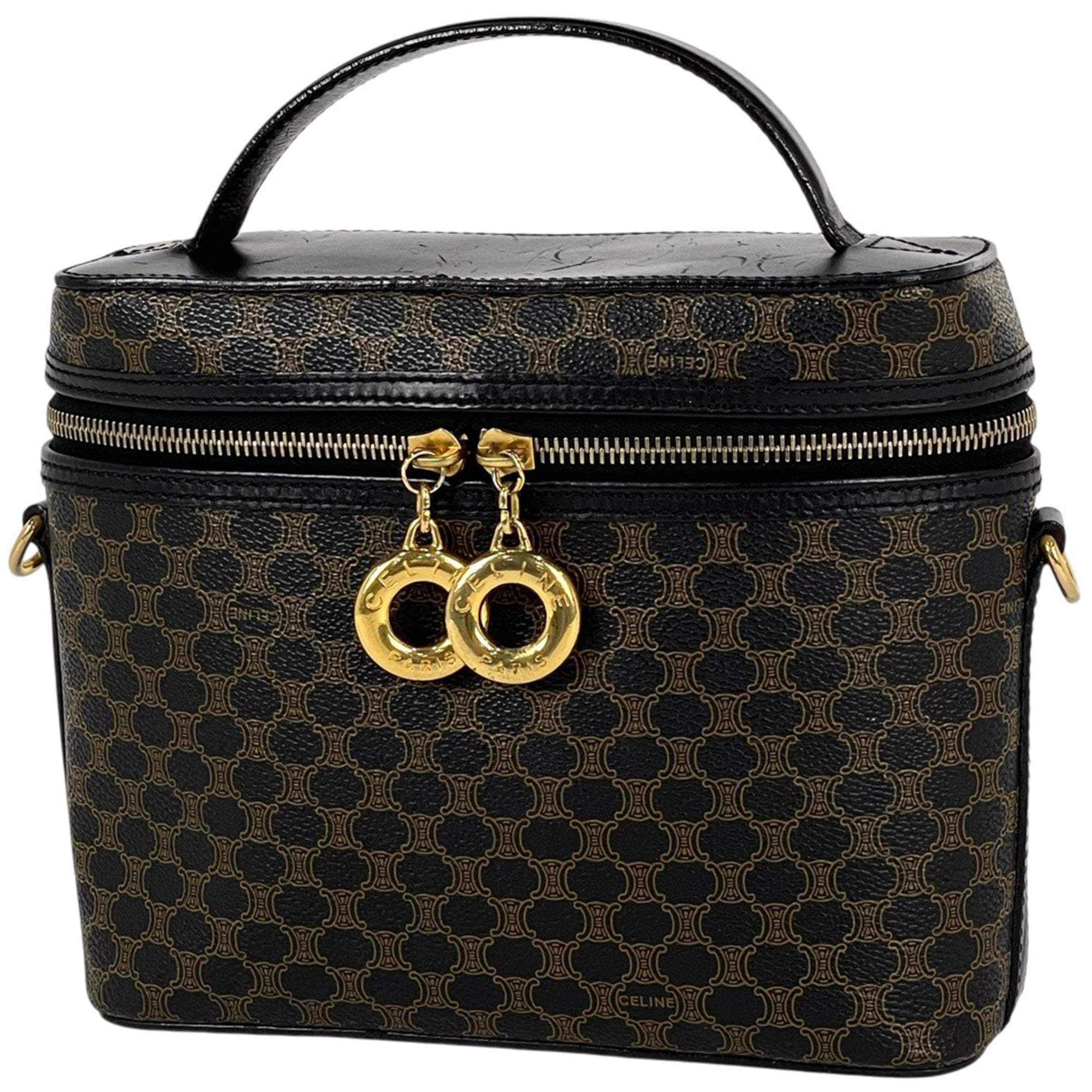 Celine Black Brown Coated Canvas Pouch Vanity Bag (Pre-Owned)