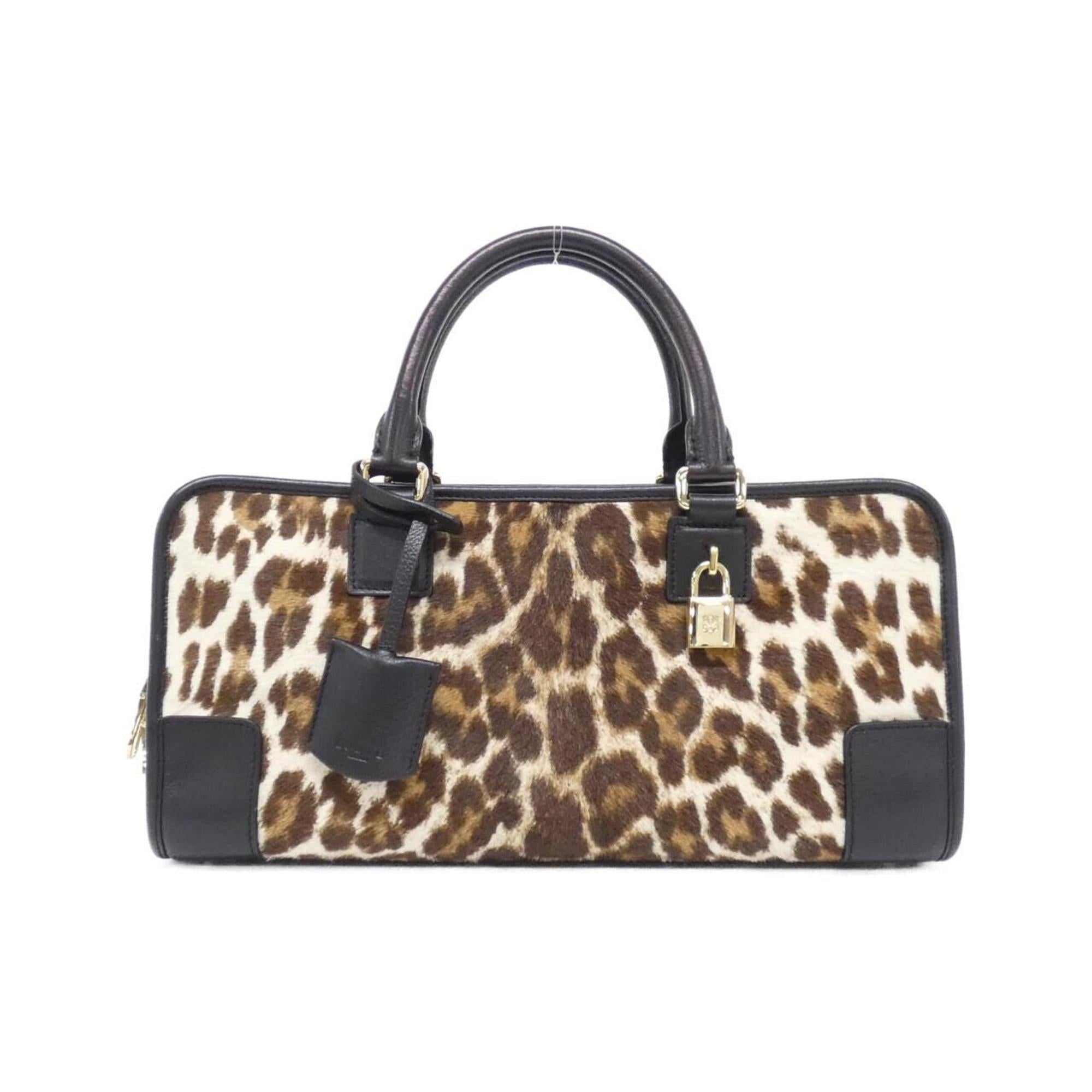 Loewe Black Brown White Leather Handbag (Pre-Owned)