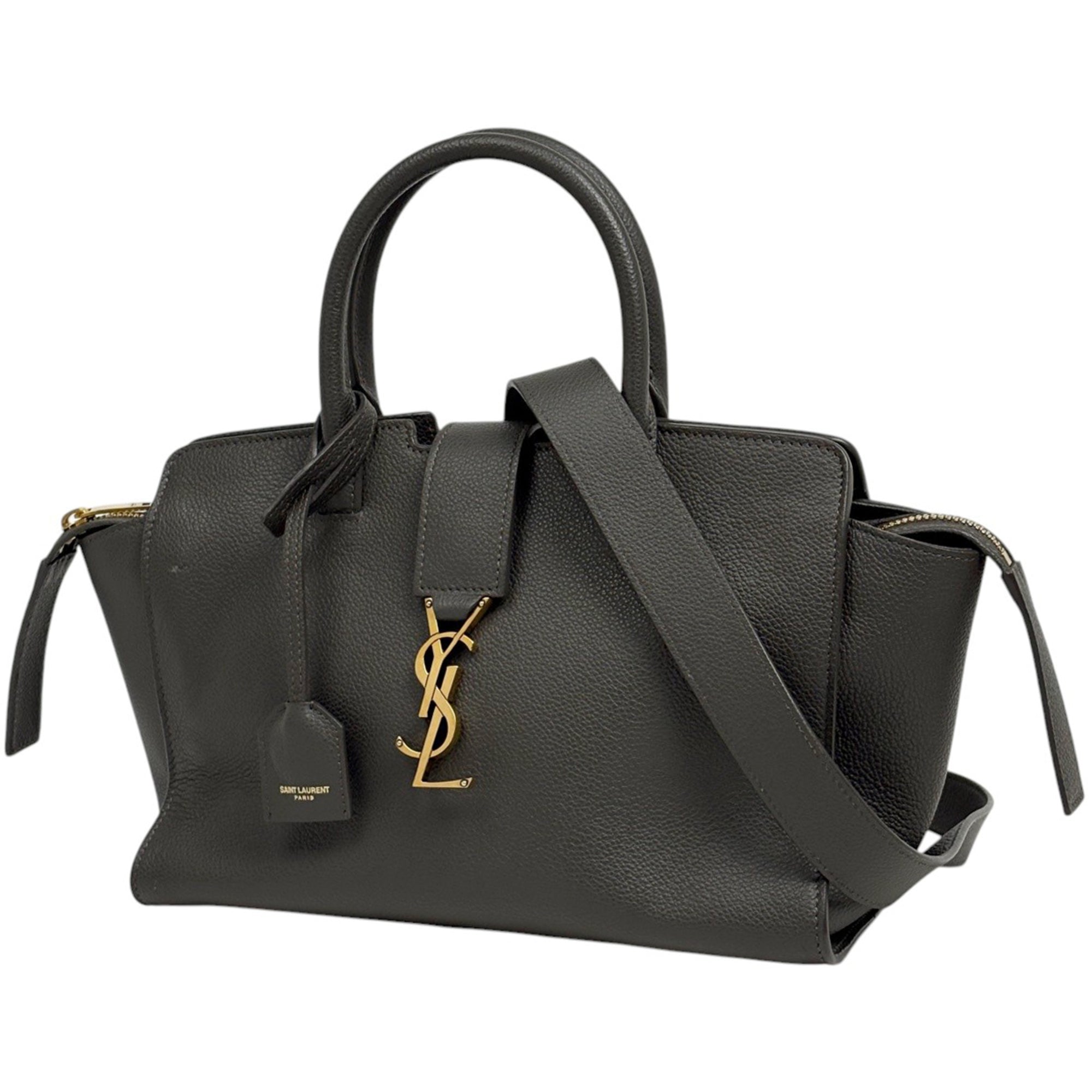 Yves Saint Laurent Downtown Gray Leather Handbag (Pre-Owned)