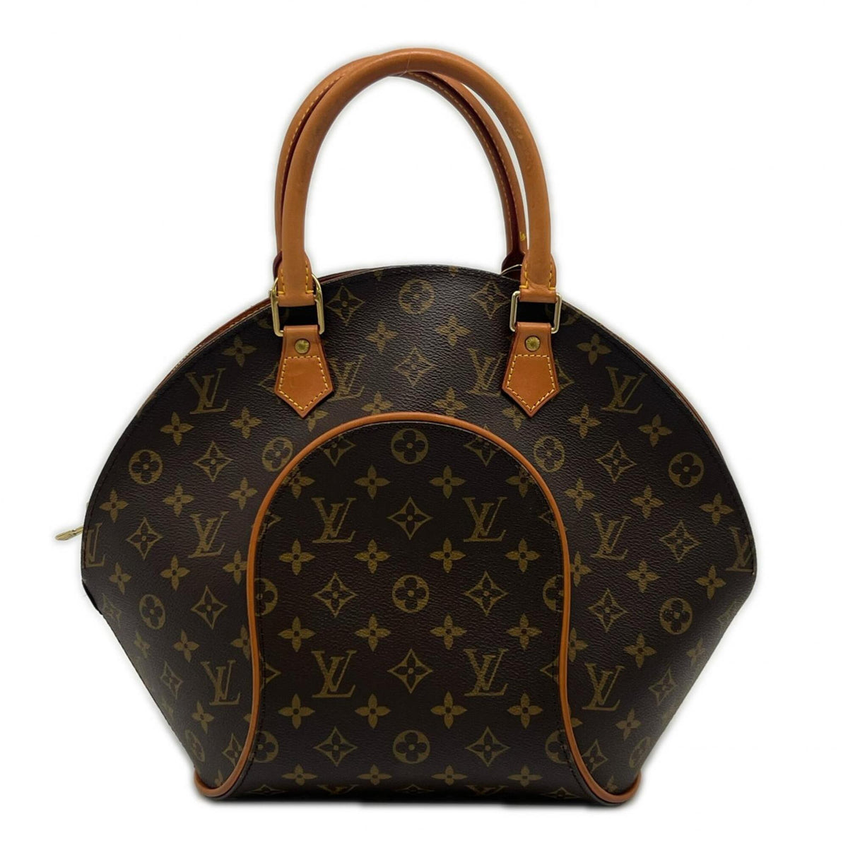 Louis Vuitton Beige Brown Monogram Coated Canvas Leather Handbag (Pre-Owned)