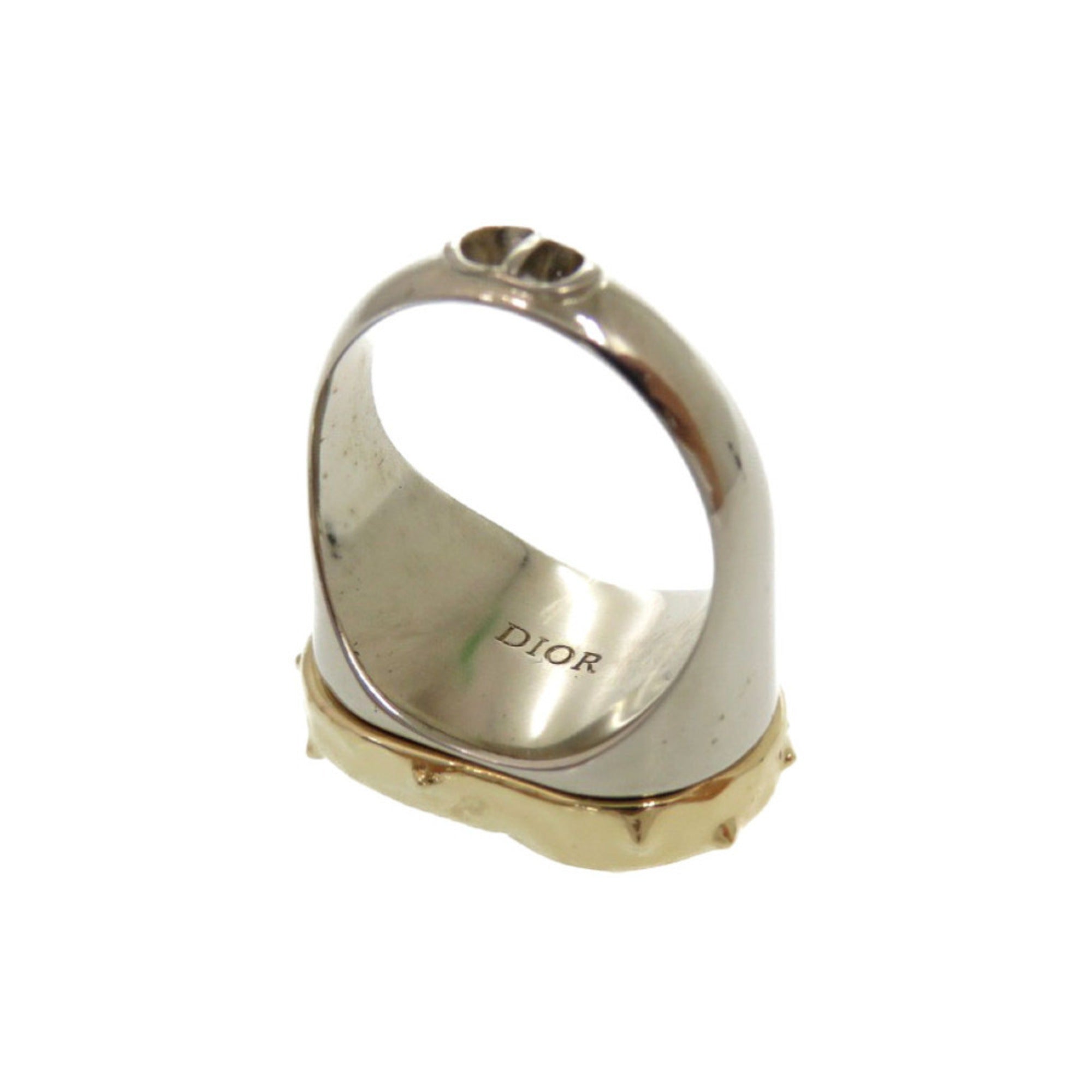 Christian Dior Gold Silver Blue Metal Band Ring (Pre-Owned)