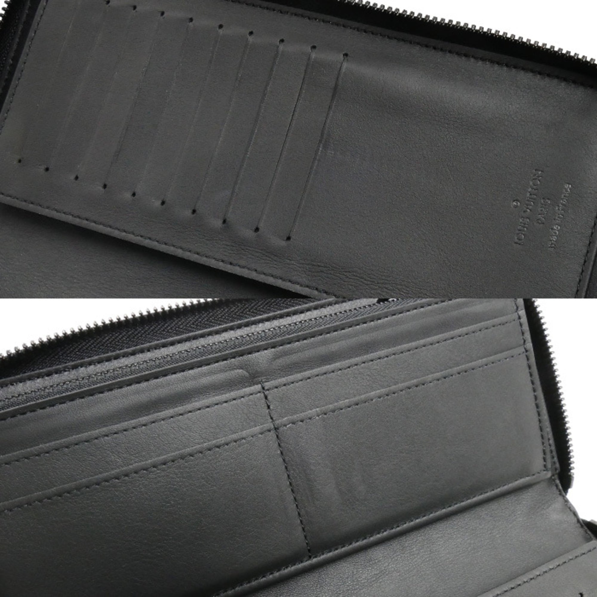Louis Vuitton Black Leather Long Wallet (Bi-Fold) (Pre-Owned)
