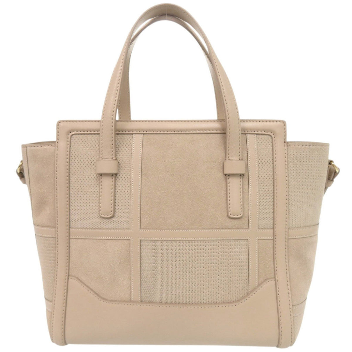 Salvatore Ferragamo Pink Beige Leather Suede Handbag Shoulder Bag (Pre-Owned)