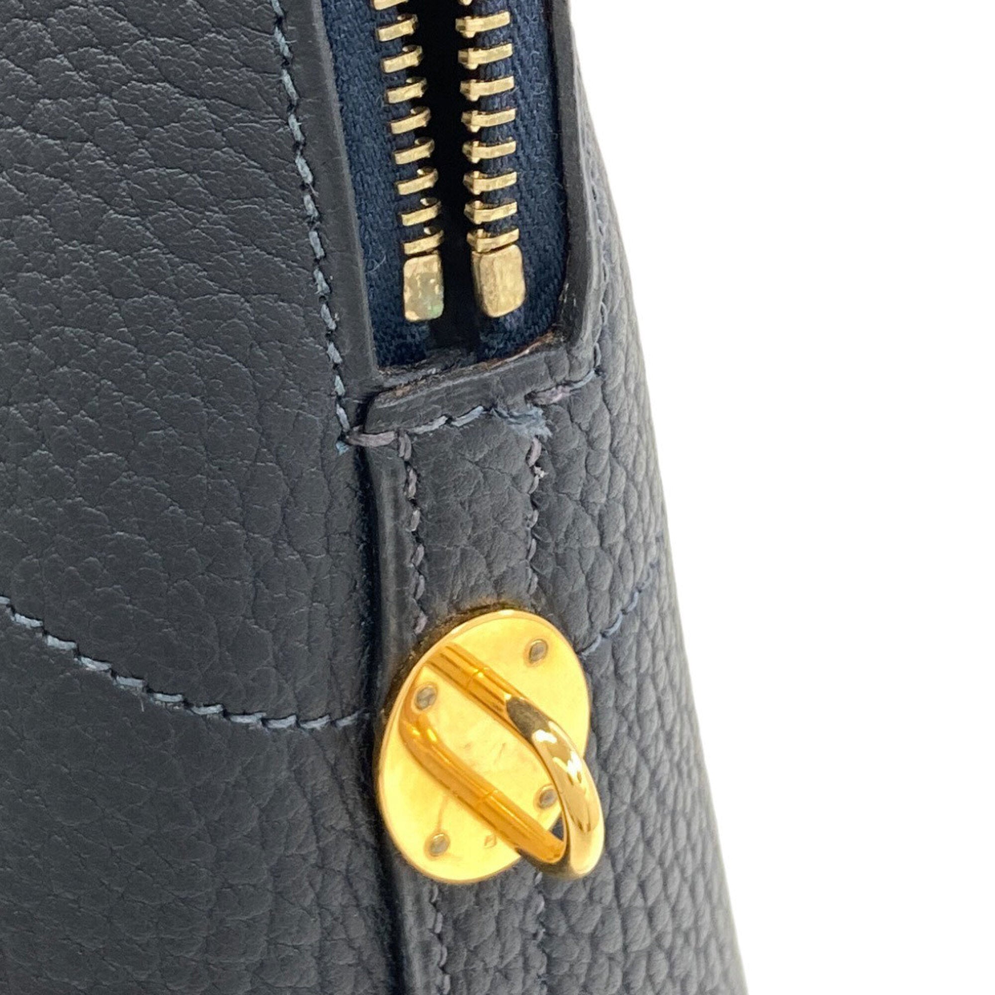 Hermes Bolide Dark Navy Fjord Leather Handbag (Pre-Owned)