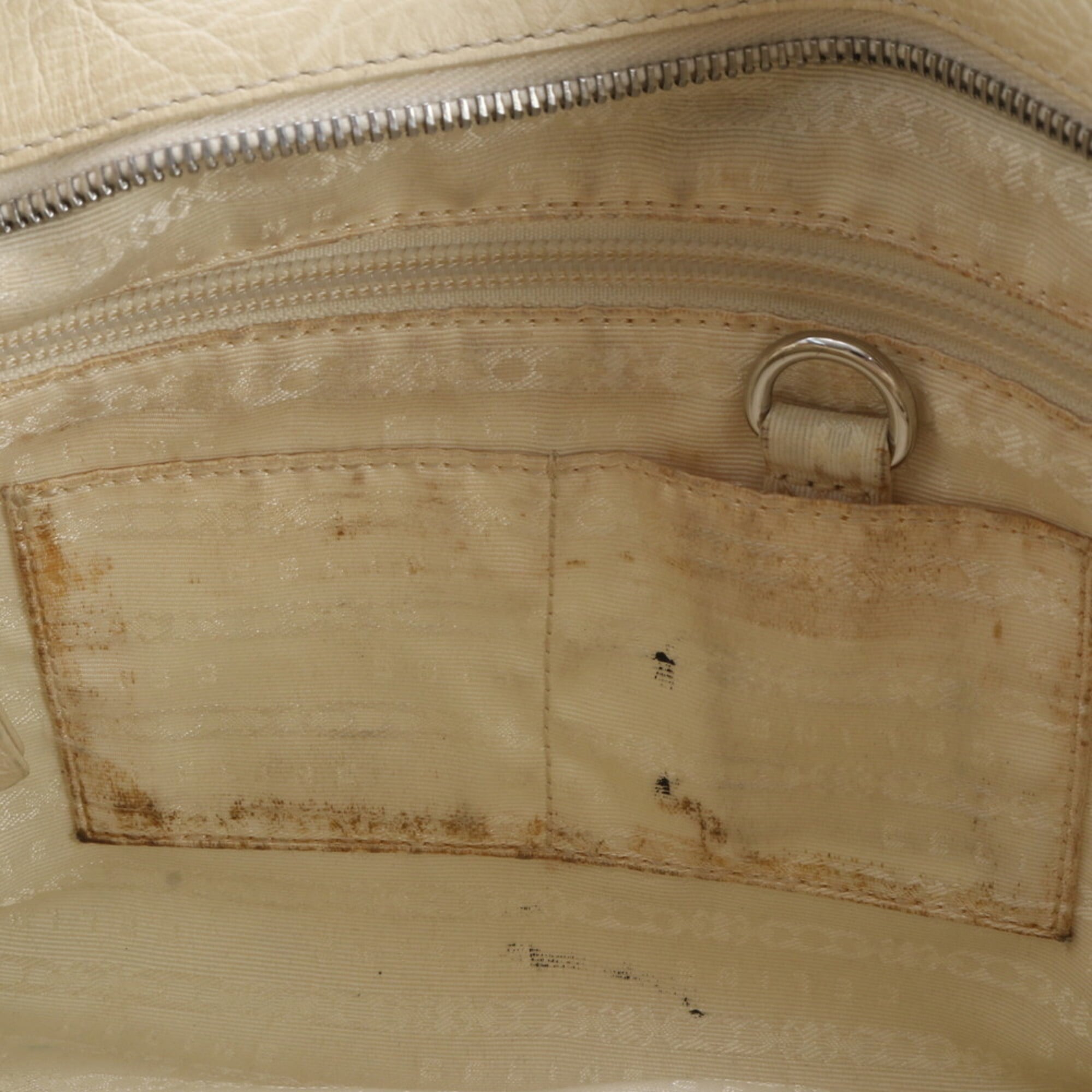 Celine Cream Leather Handbag Tote Bag (Pre-Owned)