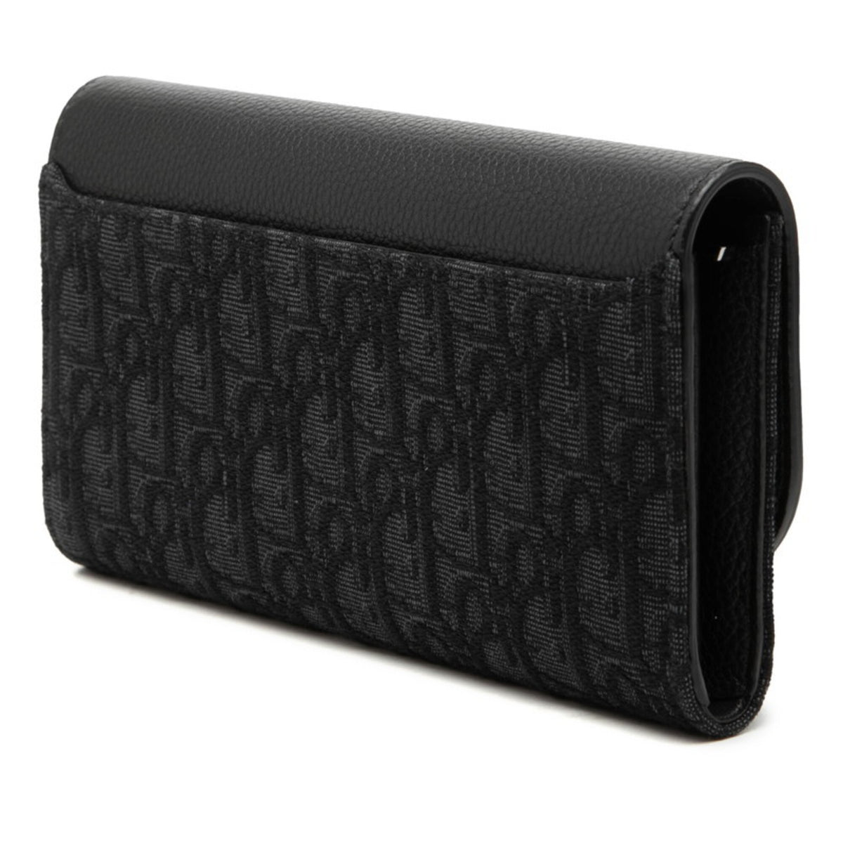 Christian Dior Black Canvas Leather Long Wallet (Bi-Fold) (Pre-Owned)