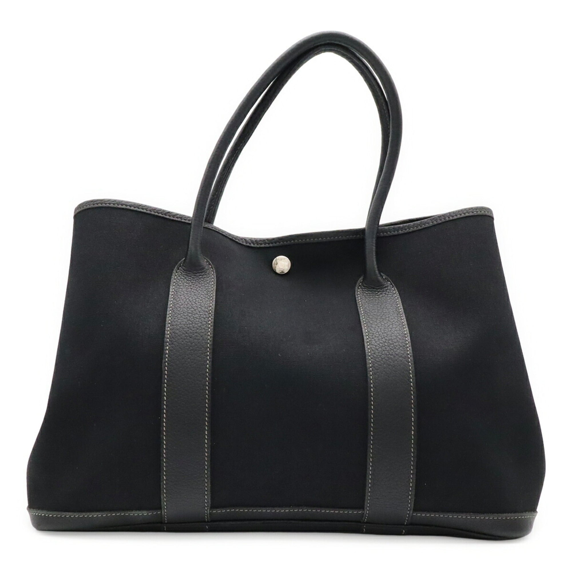 Hermes Black Toile Officier Shoulder Bag Tote Bag (Pre-Owned)
