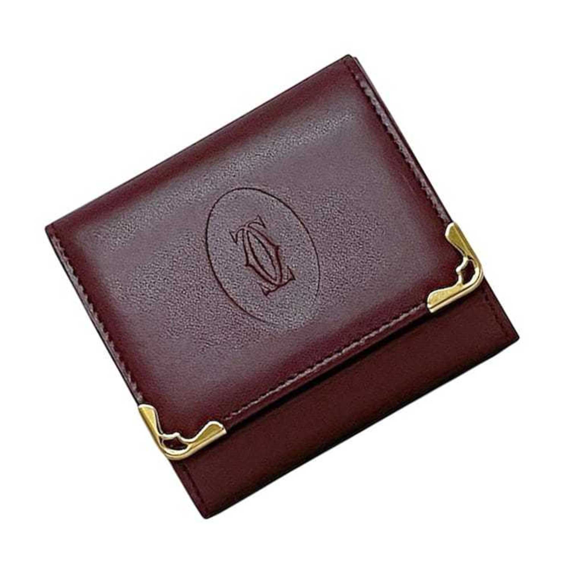 Cartier Bordeaux Wine Red Leather Coin Purse/Coin Case (Pre-Owned)