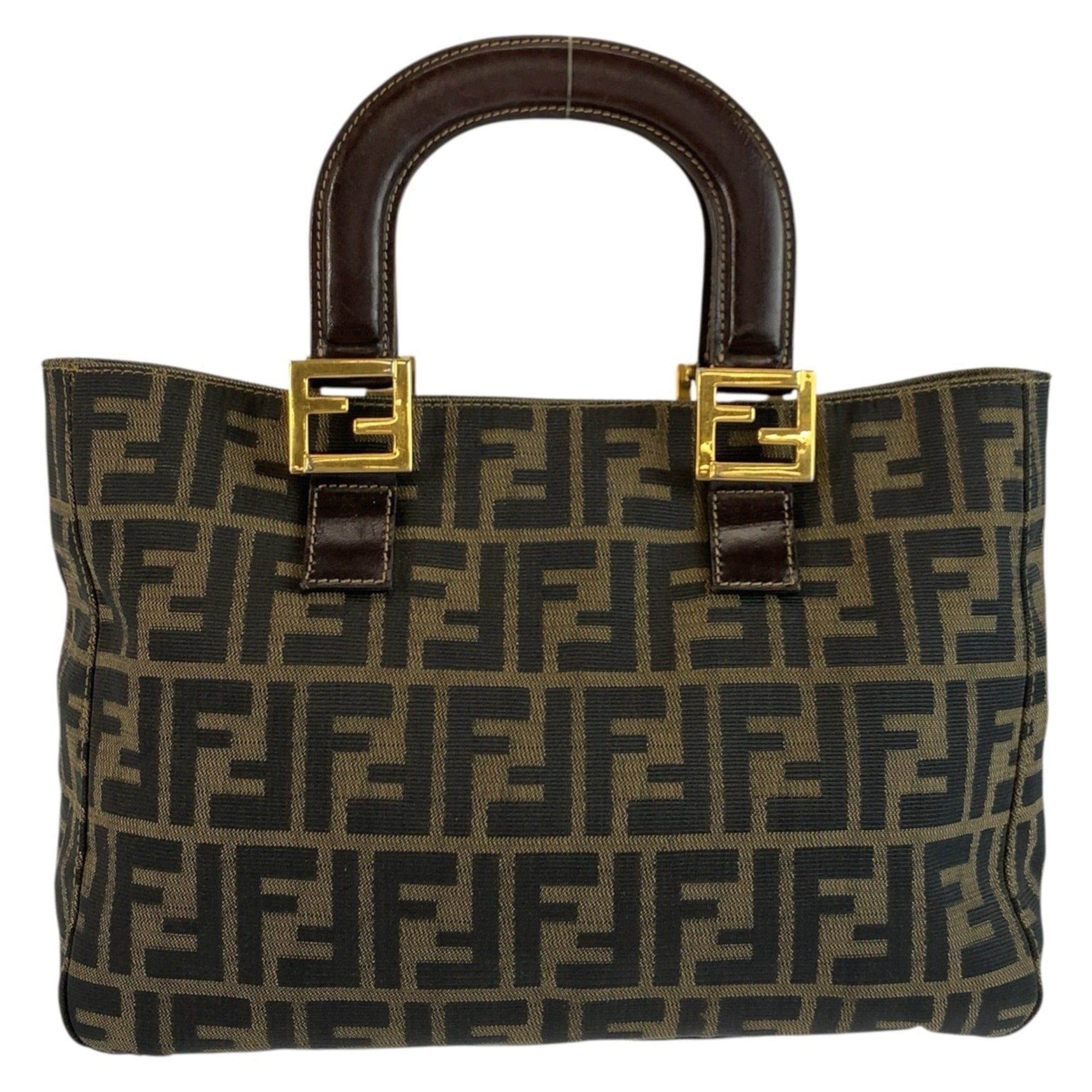Fendi Brown Canvas Handbag Tote Bag (Pre-Owned)