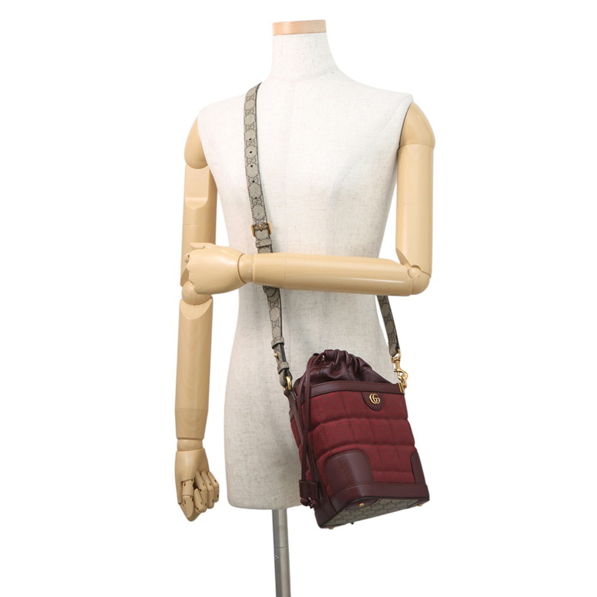 Gucci Bordeaux Gg Supreme Canvas Leather Shoulder Bag (Pre-Owned)