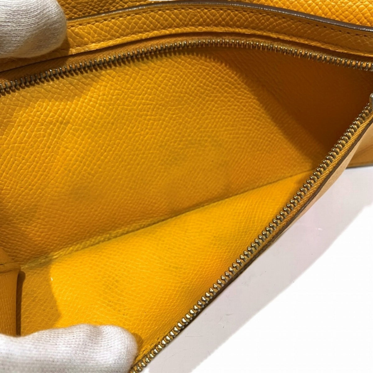 Hermes Bearn Soufre Yellow Epsom Leather Long Wallet (Bi-Fold) (Pre-Owned)
