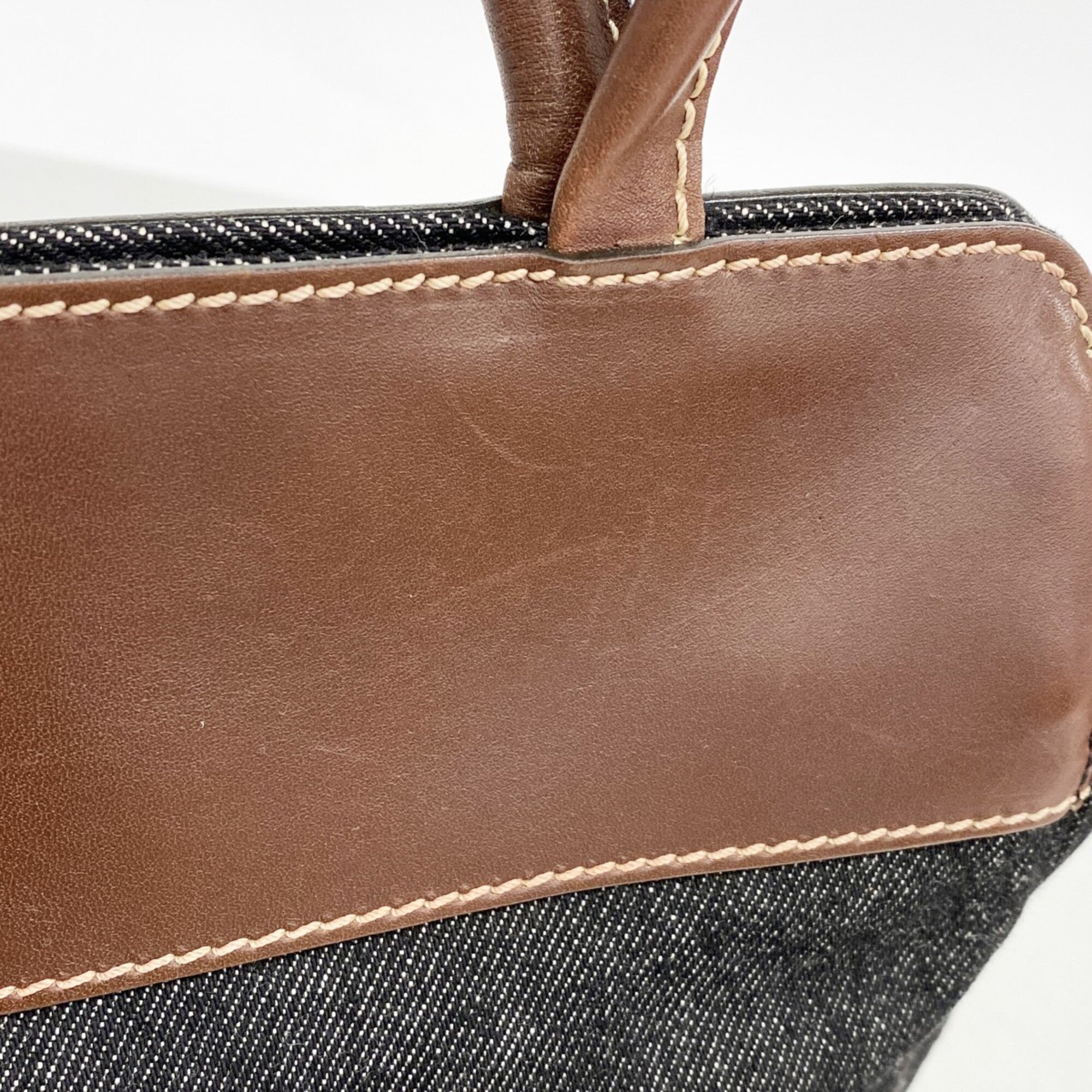 Chanel Black Brown Denim Tote Bag (Pre-Owned)