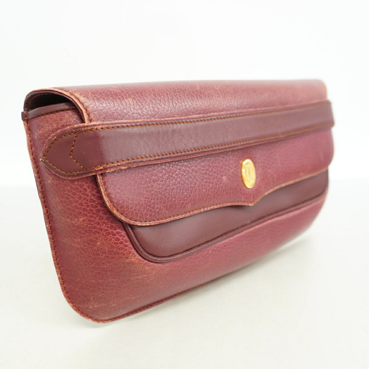 Cartier Bordeaux Leather Clutch Bag (Pre-Owned)