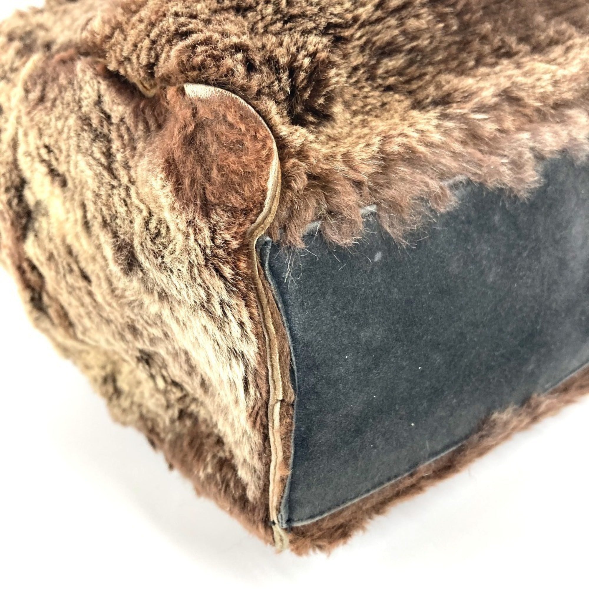 Chanel Black Brown Fur Shoulder Bag Tote Bag (Pre-Owned)