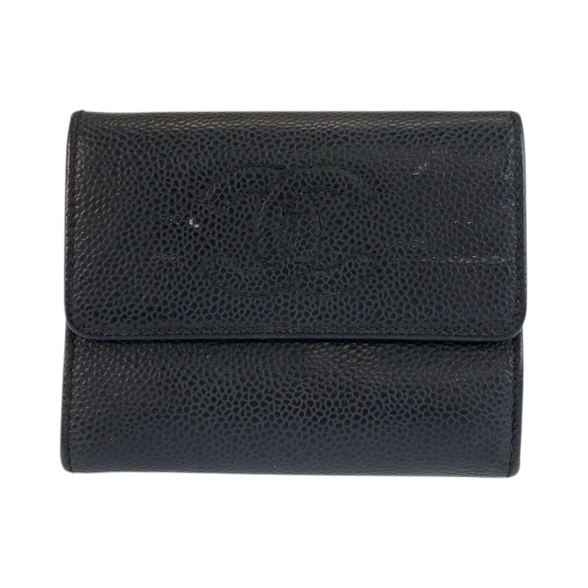Chanel Black Leather Wallet (Tri-Fold) (Pre-Owned)