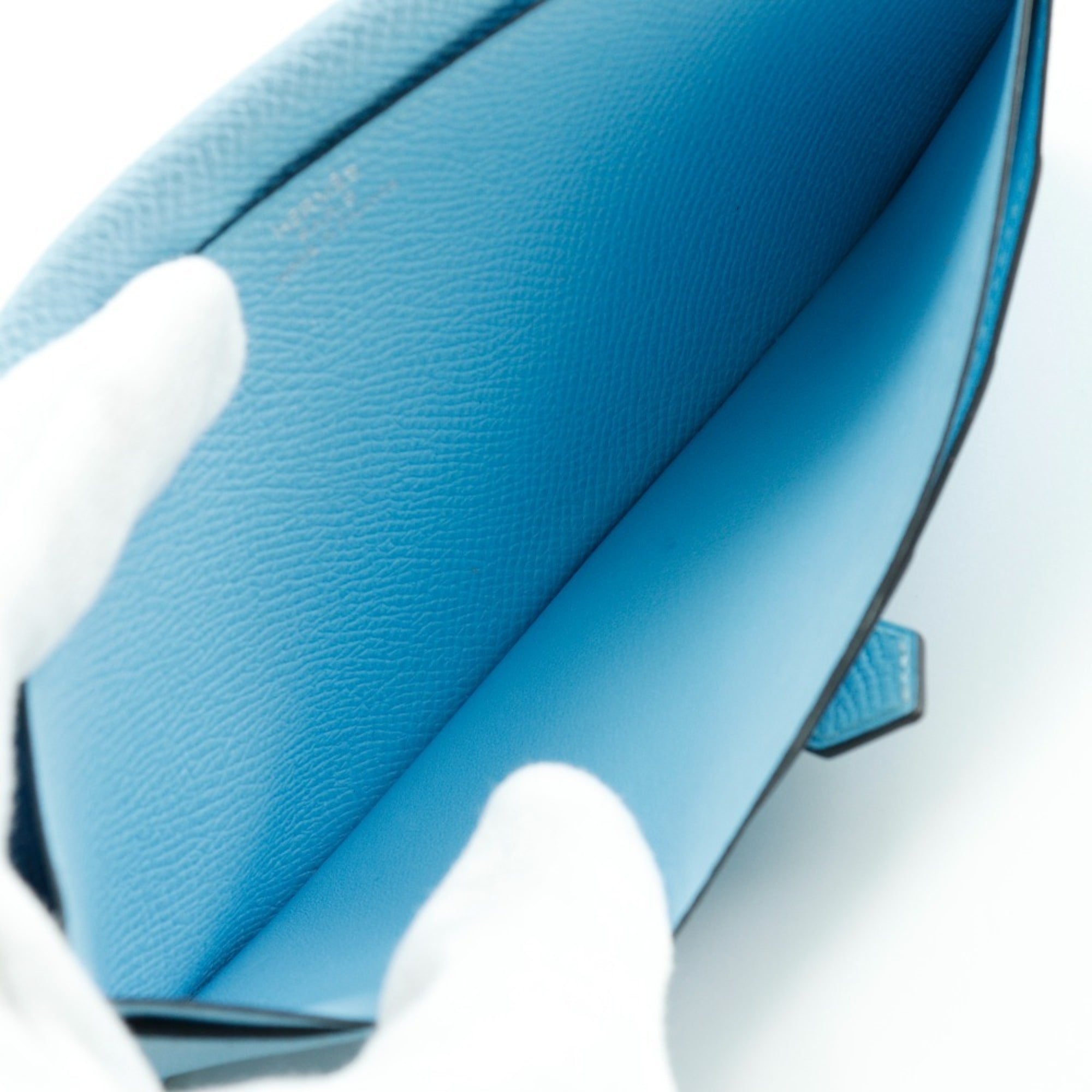 Hermes Bearn Light Blue Epsom Leather Long Wallet (Bi-Fold) (Pre-Owned)