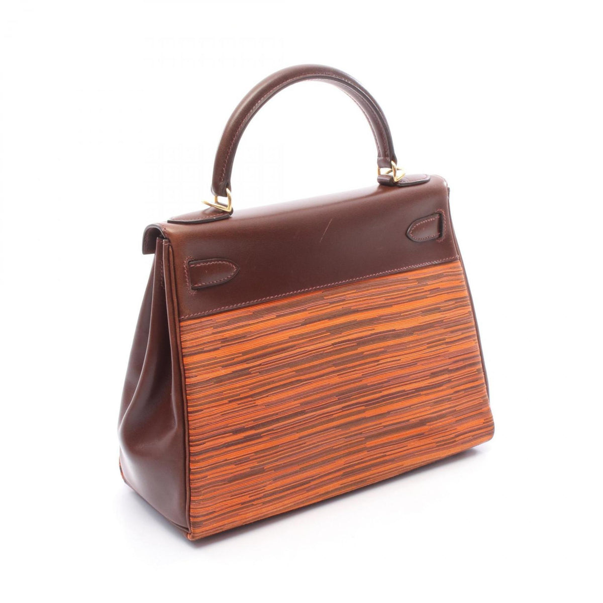 Hermes Brown Multi-Color Orange Vibrato Leather Leather Handbag (Pre-Owned)