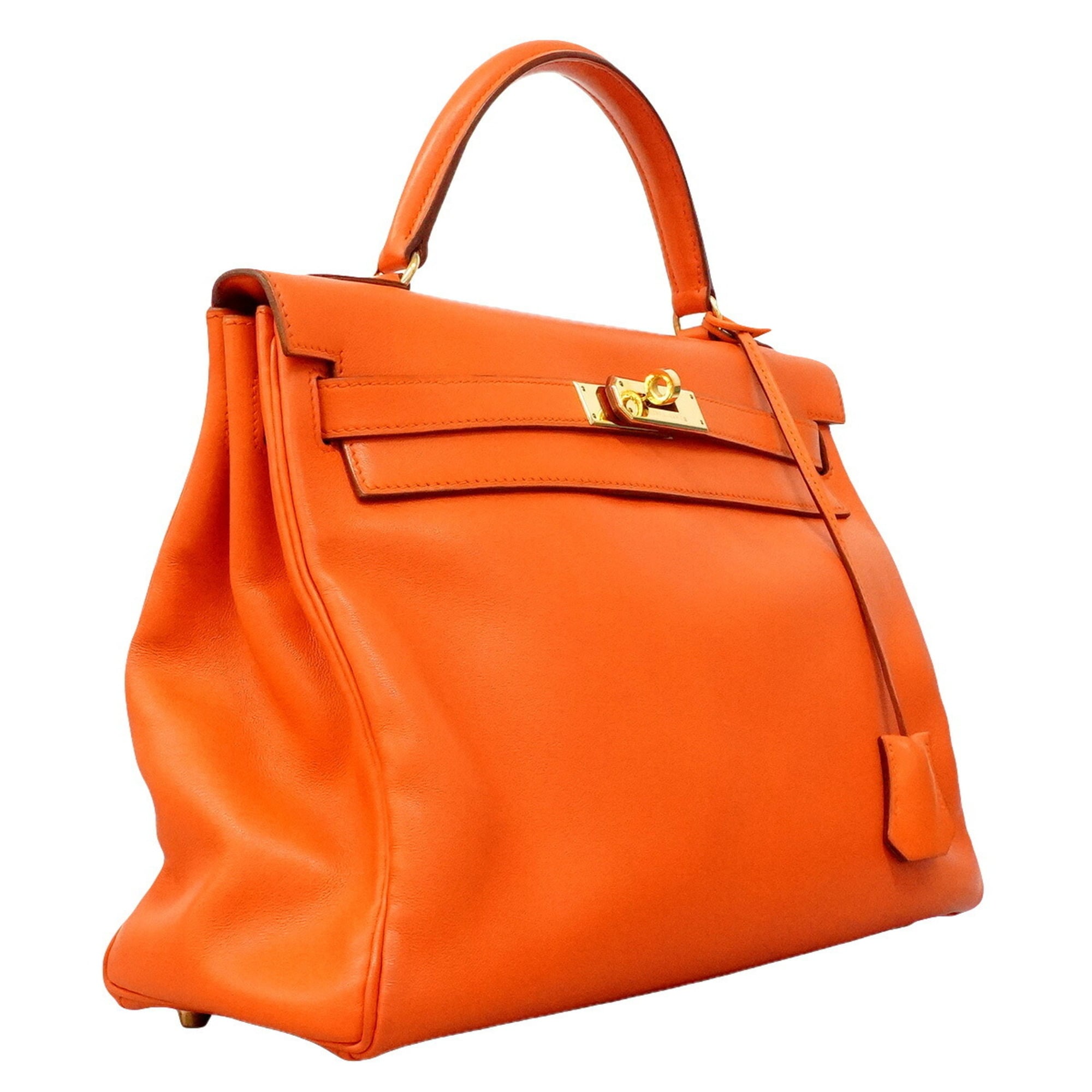 Hermes Orange Gulliver Leather Handbag (Pre-Owned)