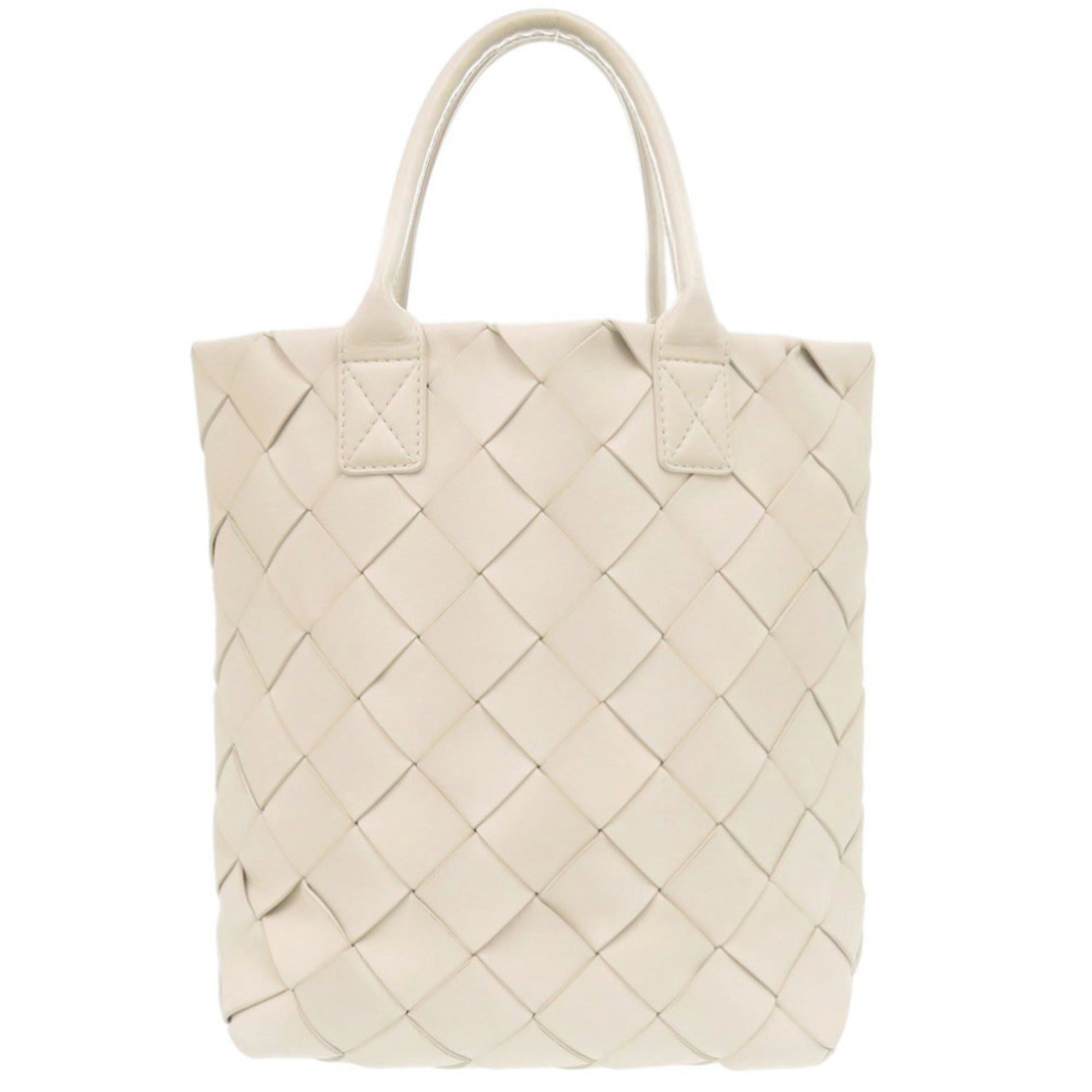 Bottega Veneta Intrecciato Ivory Leather Pouch Tote Bag (Pre-Owned)