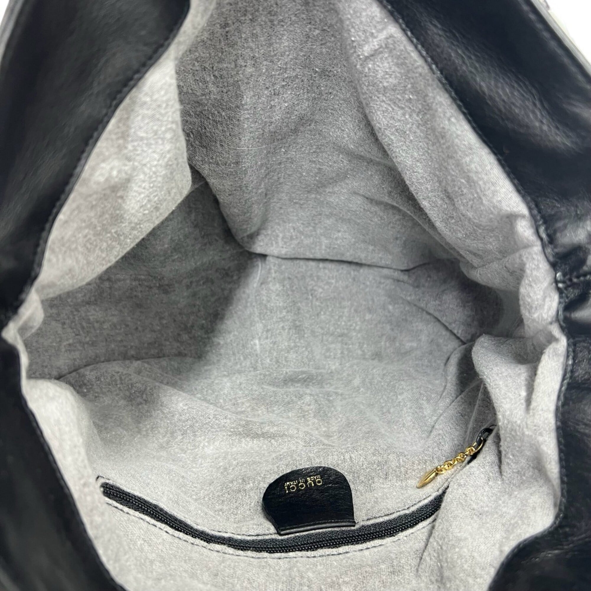 Gucci Black Leather Handbag Shoulder Bag Tote Bag (Pre-Owned)