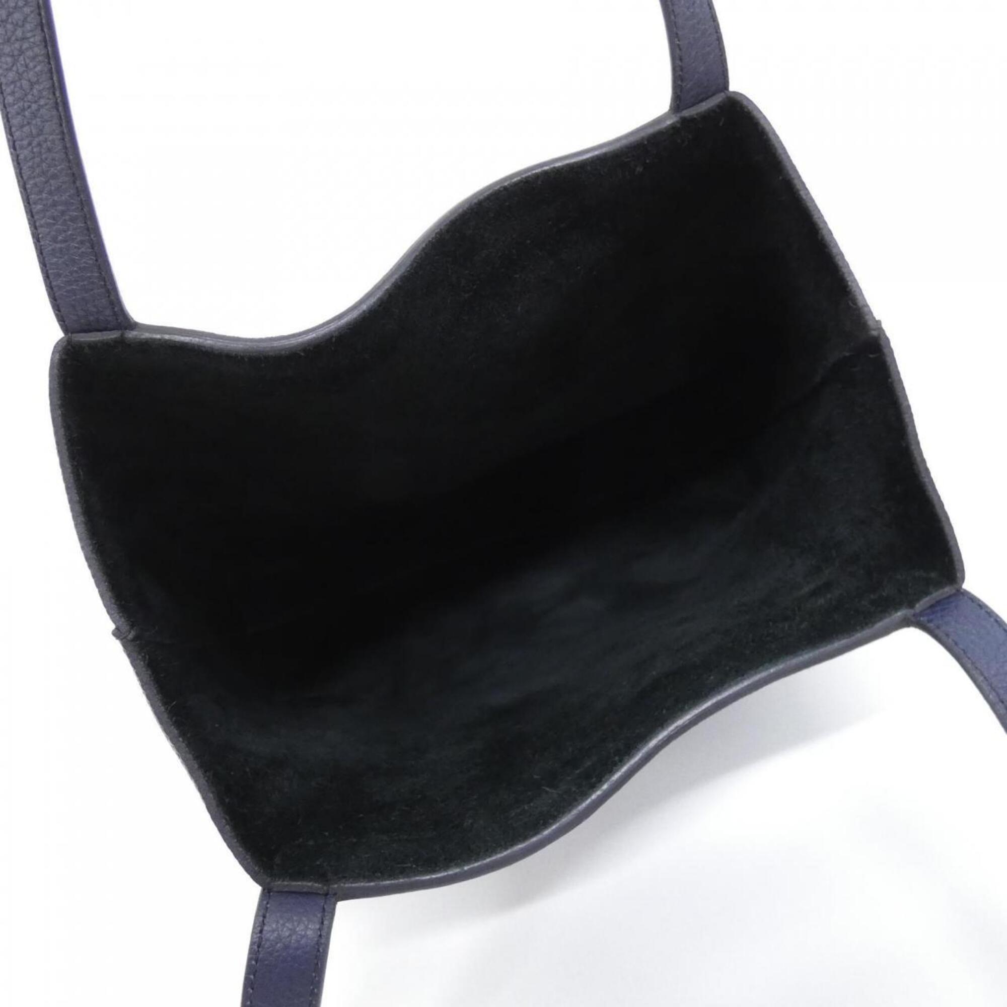 Hermes Bicolor Black Blue Nuit Taurillon Clemence Leather Handbag (Pre-Owned)