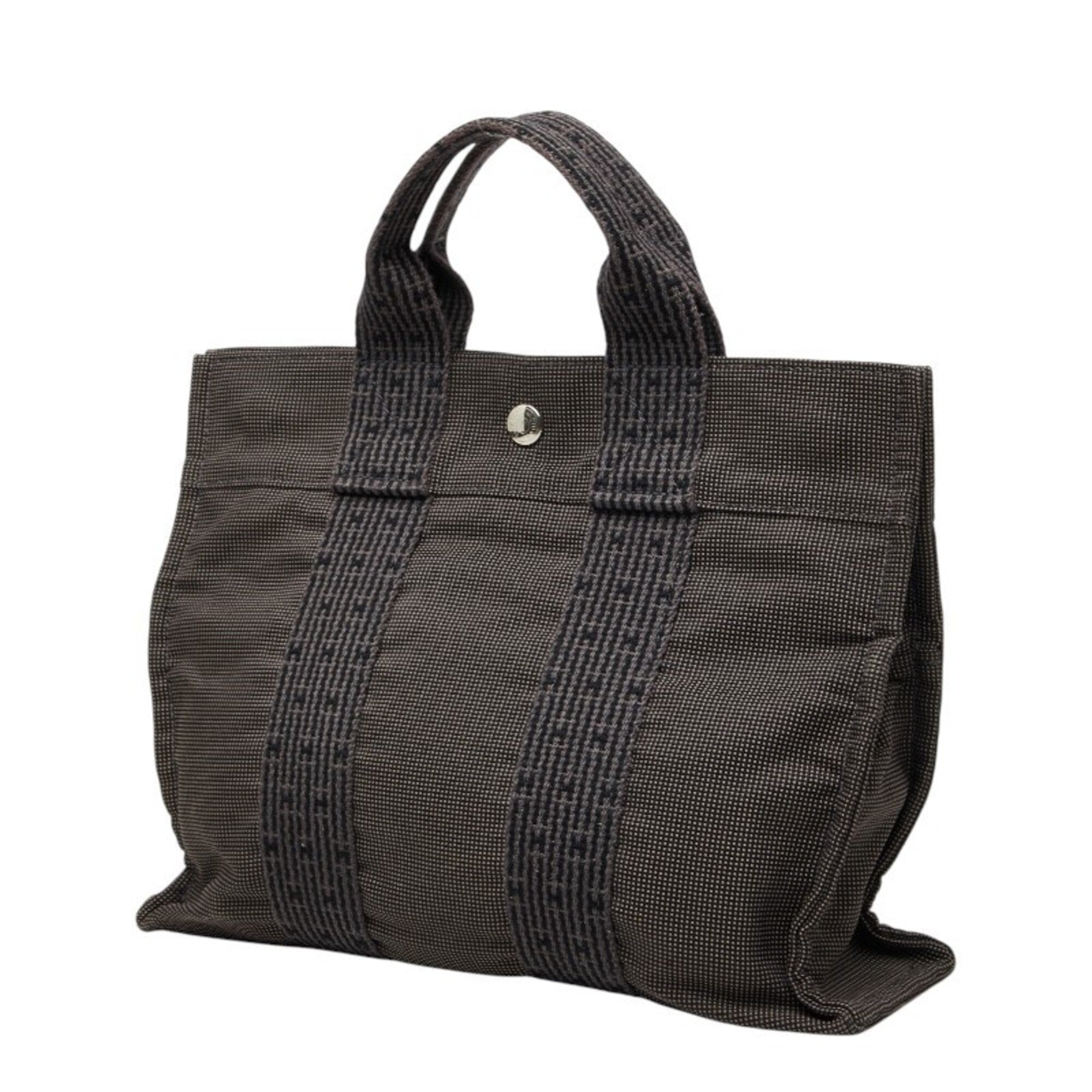 Hermes Gray Canvas Handbag Tote Bag (Pre-Owned)